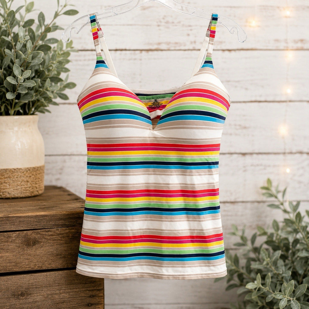 Victoria’s Secret Body by Victoria Striped Shelf Bra Cami Tank Top 38D
