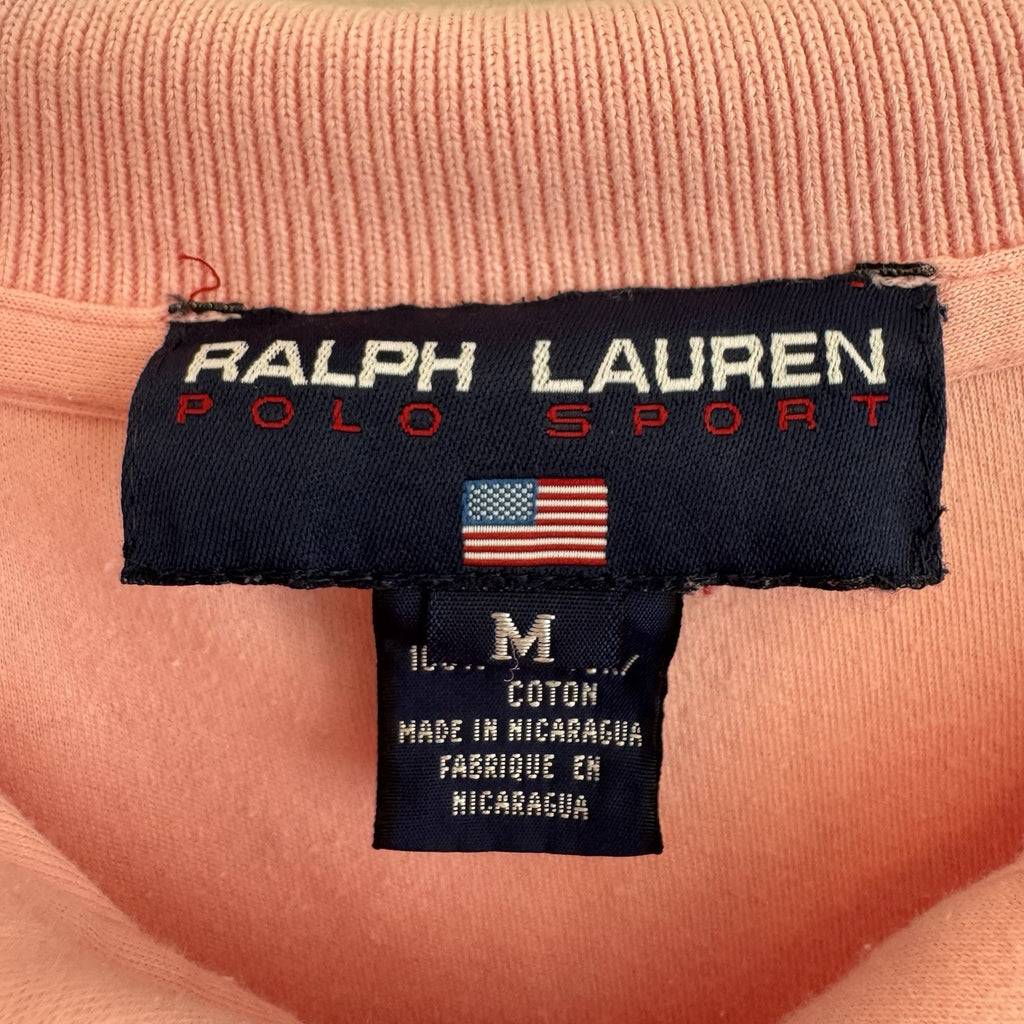 Ralph Lauren Polo Sport Shirt Women’s Medium Pink Long Sleeve Rugby Polo Y2K