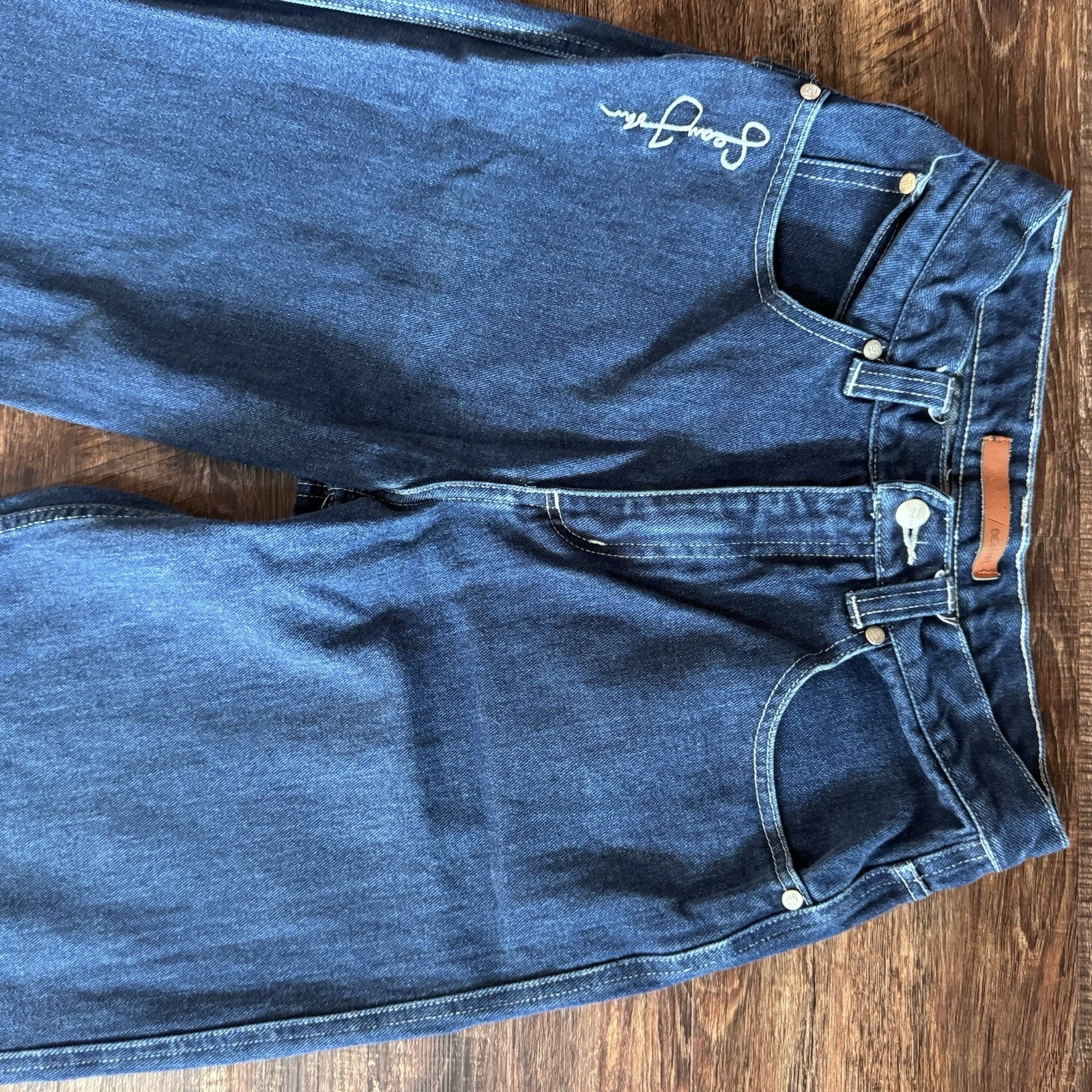 Sean John Mens Jeans Size 16 Relaxed Fit Blue Denim Wide Leg 100% Cotton