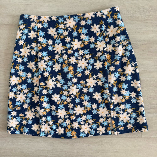 Altar’d State Blue Floral Mini Skirt XS Back Zip
