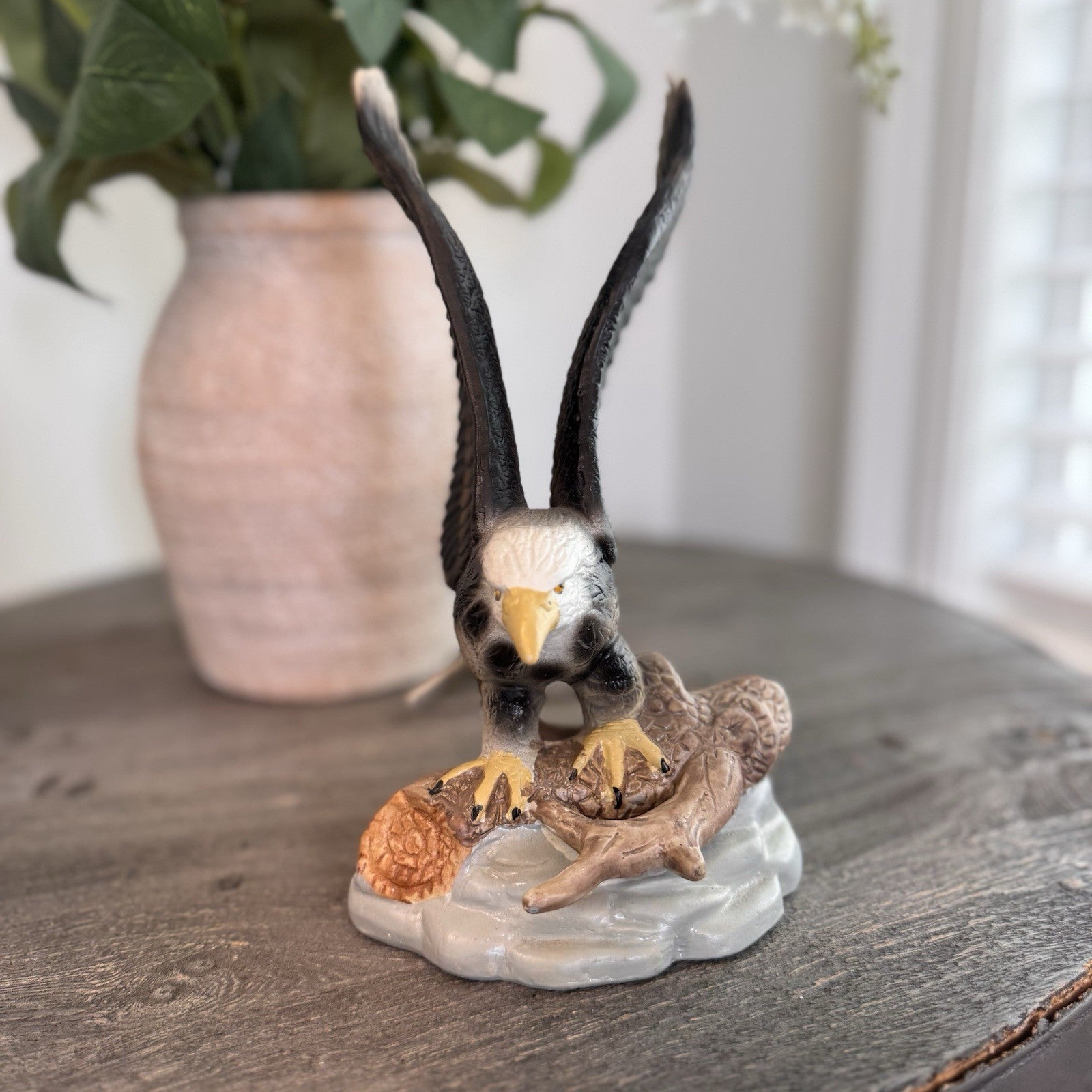 Vintage Bald Eagle Porcelain Figurine Large Wingspan American Wildlife Decor