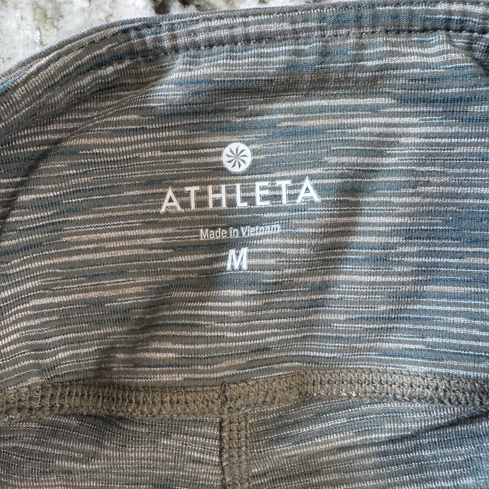 Athleta Leggings Medium Gray Blue Striped Supplex Nylon Lycra Stretch Pants