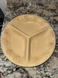 Vintage relish plate divided platter bowl fruit pattern beige ceramic large 13"