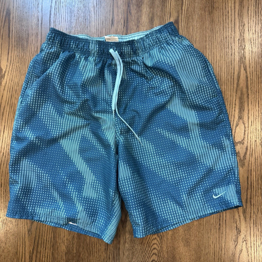 Nike Men’s Blue Swim Trunks Size Large | NESS9514 Geometric Print Lined