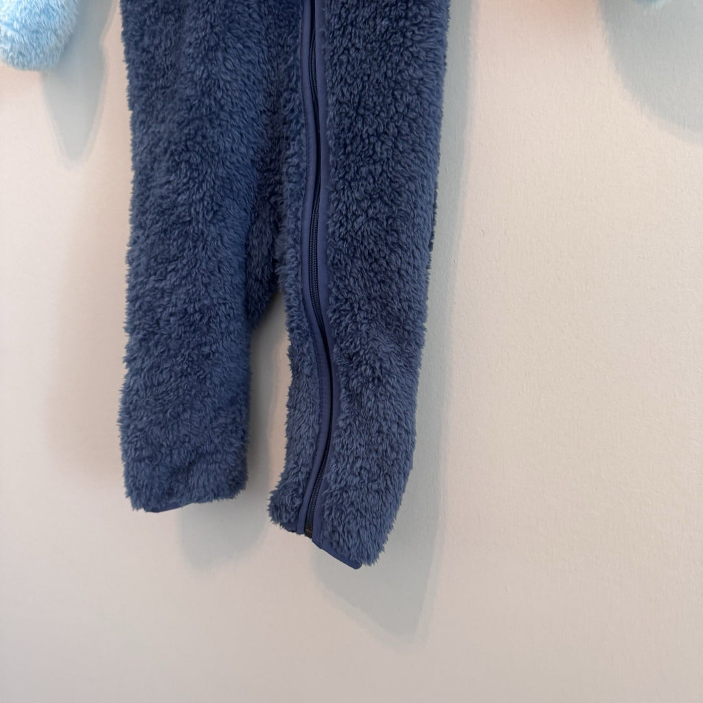 NWT The North Face Baby Bear 1PC Fleece Bunting 12-18M Blue Hooded