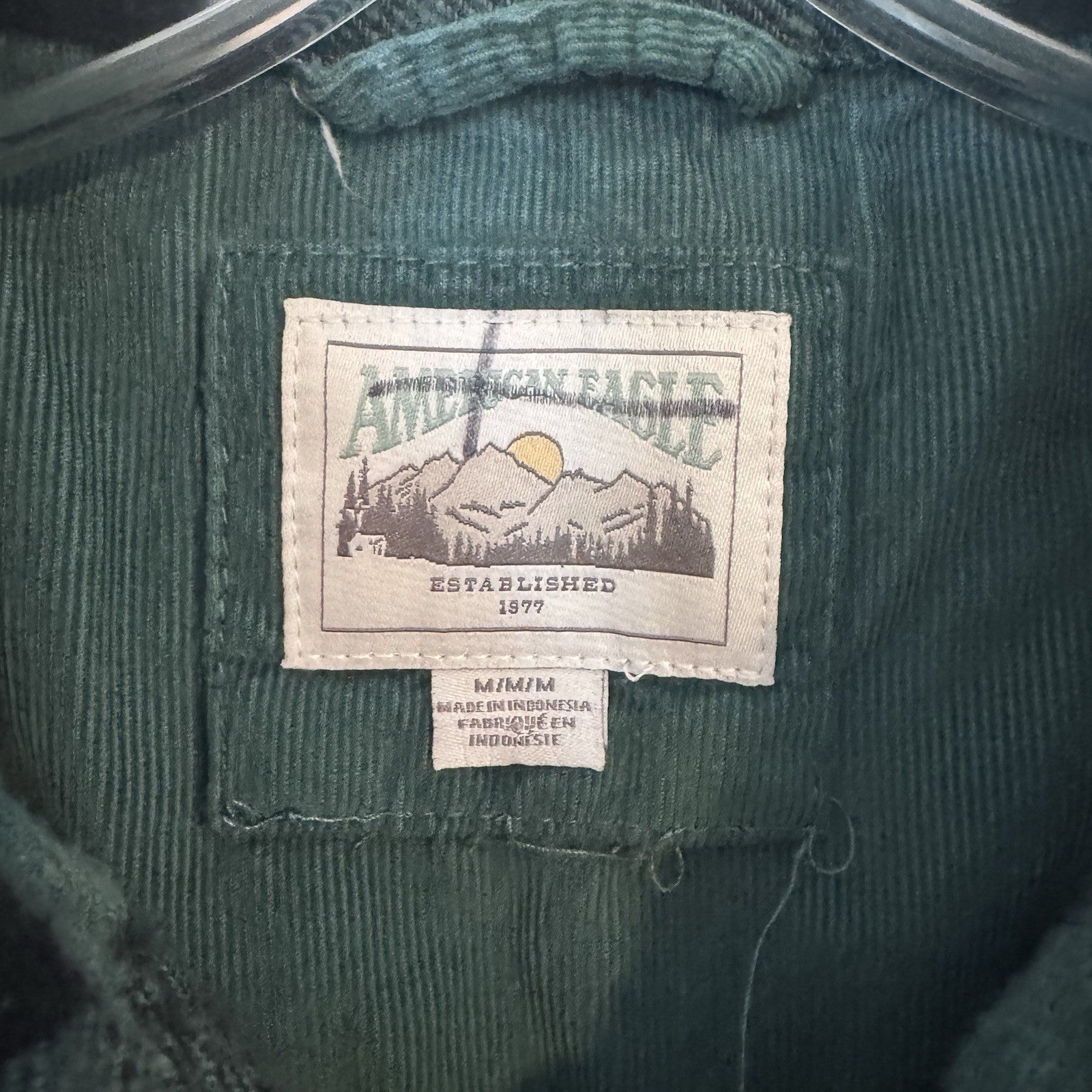 American Eagle Patchwork Plaid Flannel Shirt Women’s M Green Black Cotton