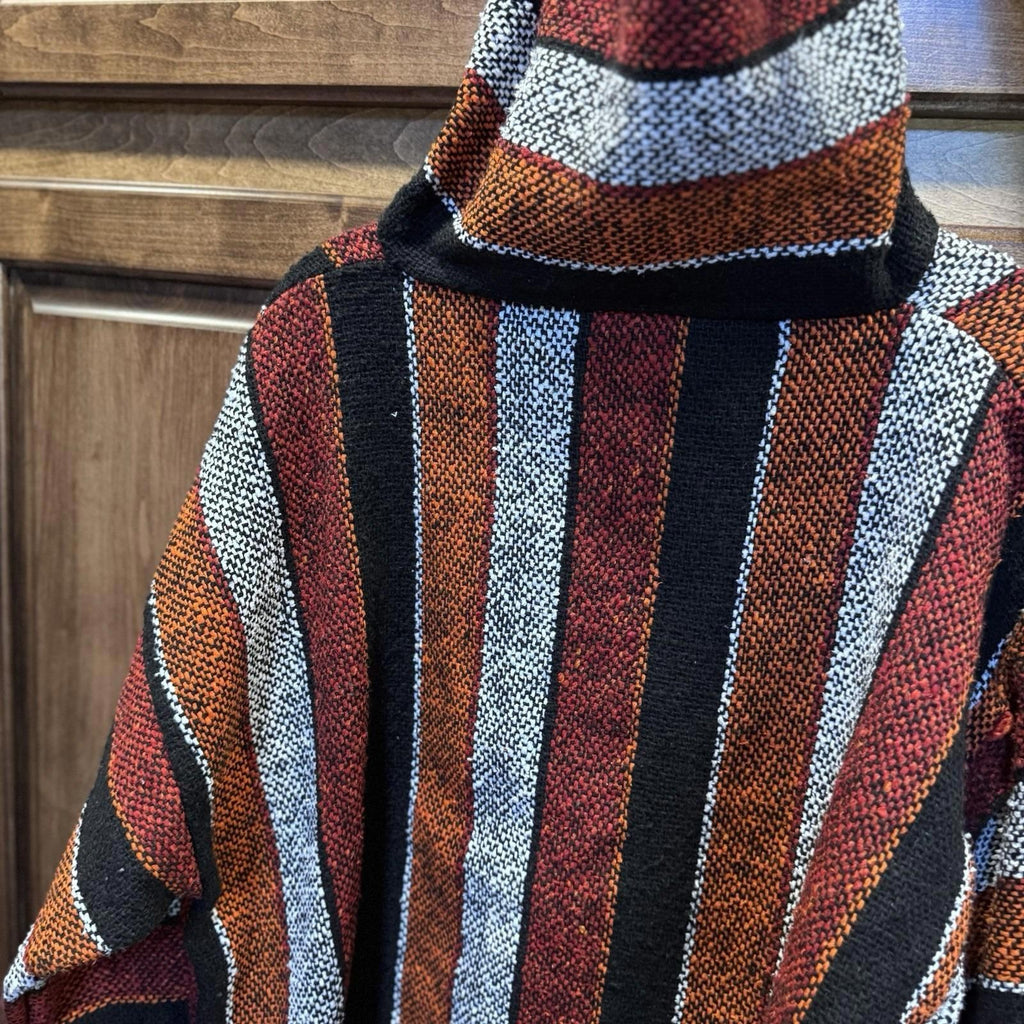 Earthbound Trading Co Baja Hoodie Large Multicolor Woven Pullover Boho Surf