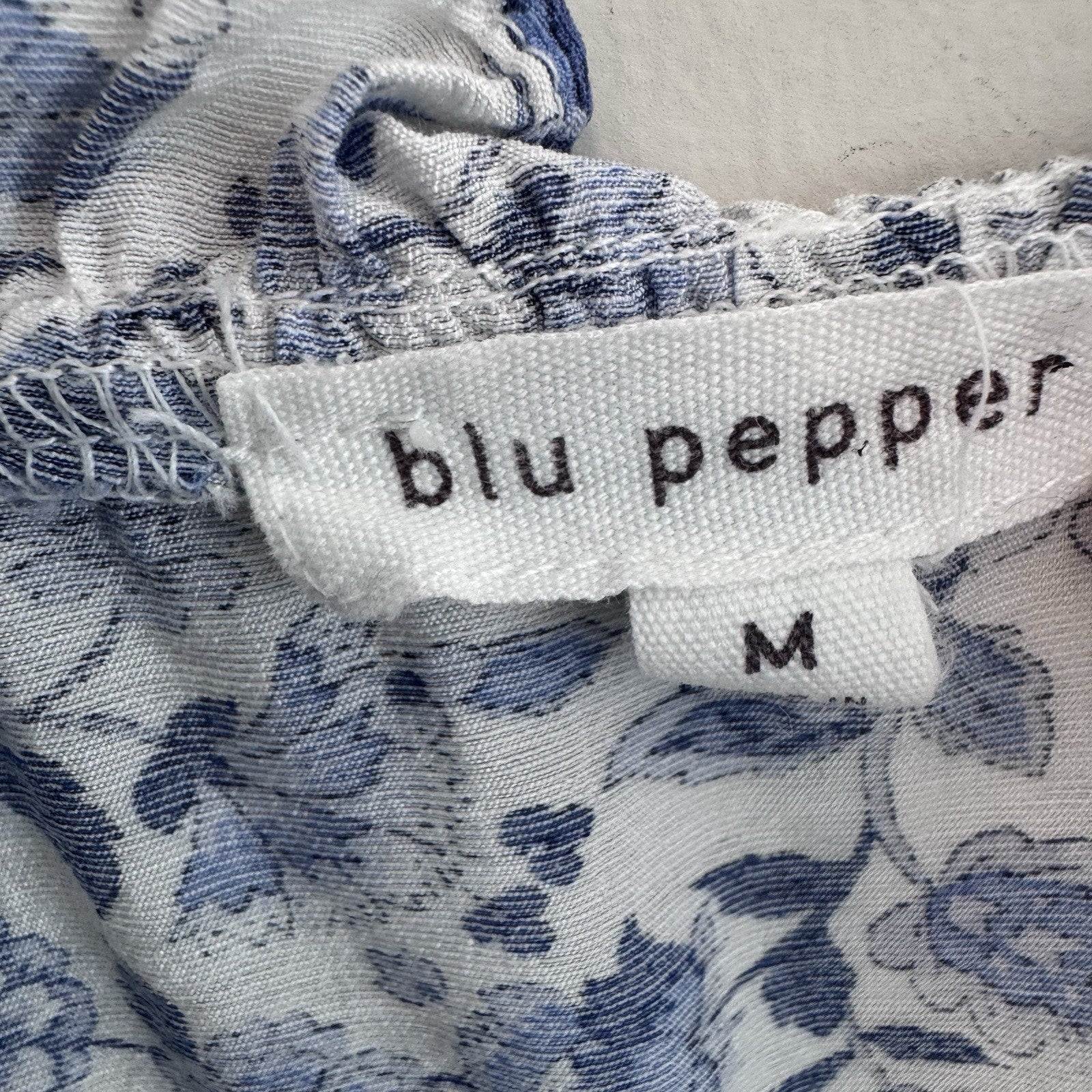 Blu Pepper Floral Patchwork Boho Top Women Medium Blue Cottagecore