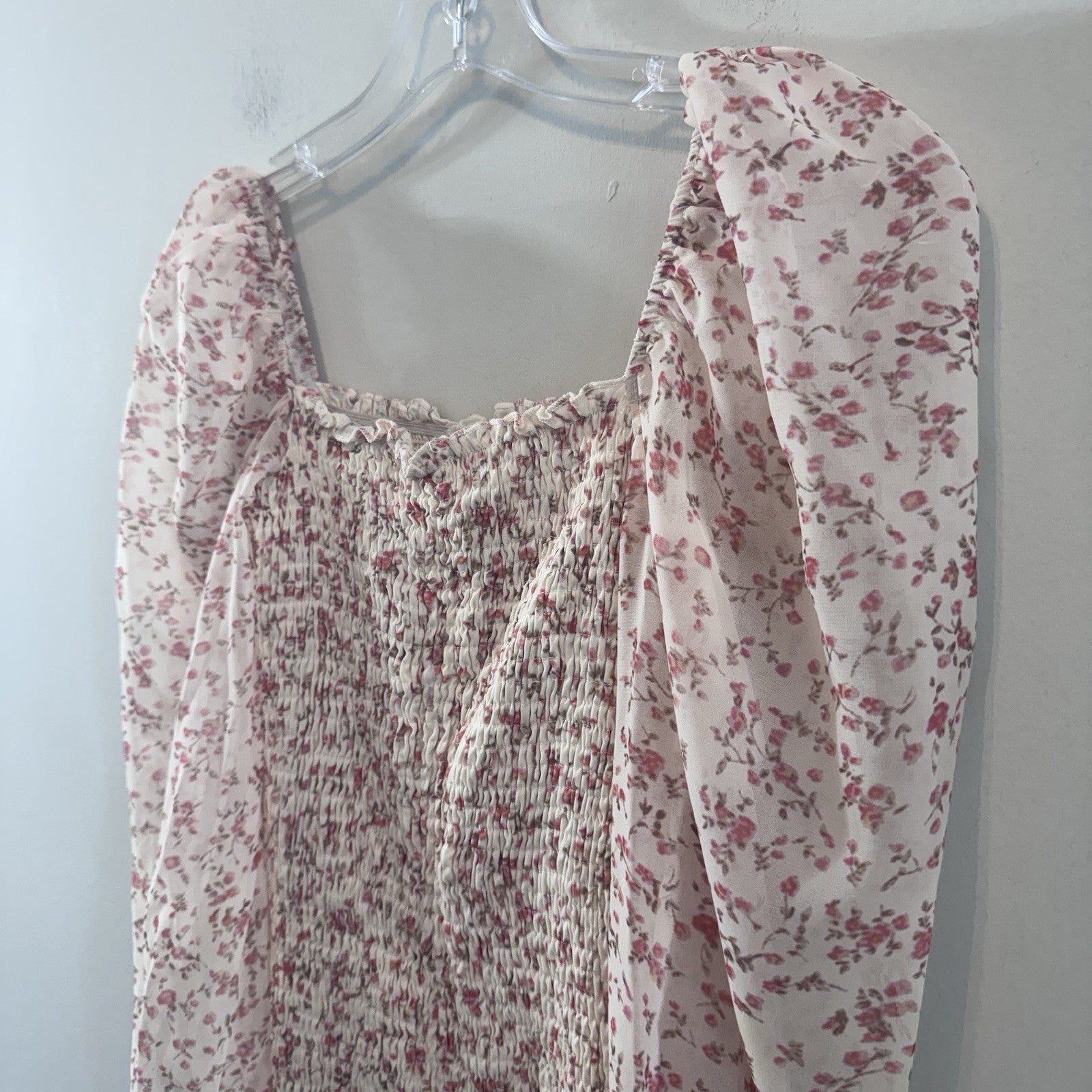 Hello Molly Floral Smocked Mini Dress Puff Sleeve Cottagecore Sz S