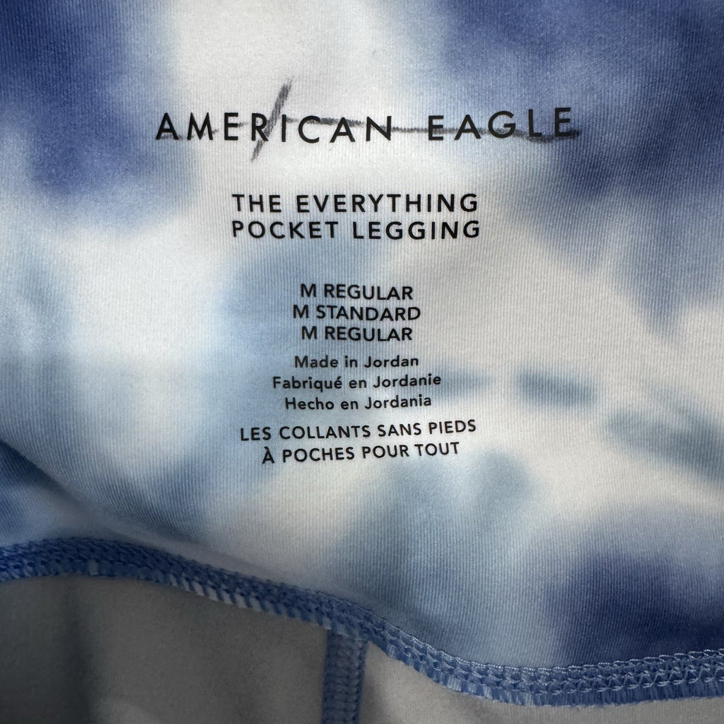 Lot of 3 Aerie American Eagle Leggings Blue Purple Tie Dye Pocket Hugger Medium