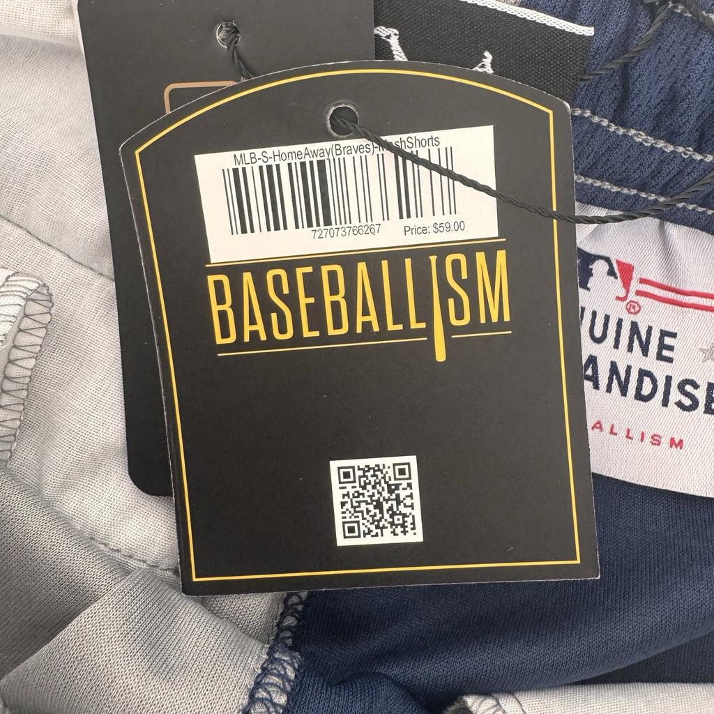 Baseballism x MLB Atlanta Braves Mesh Shorts NWT Split Home Away Gray Navy S $60