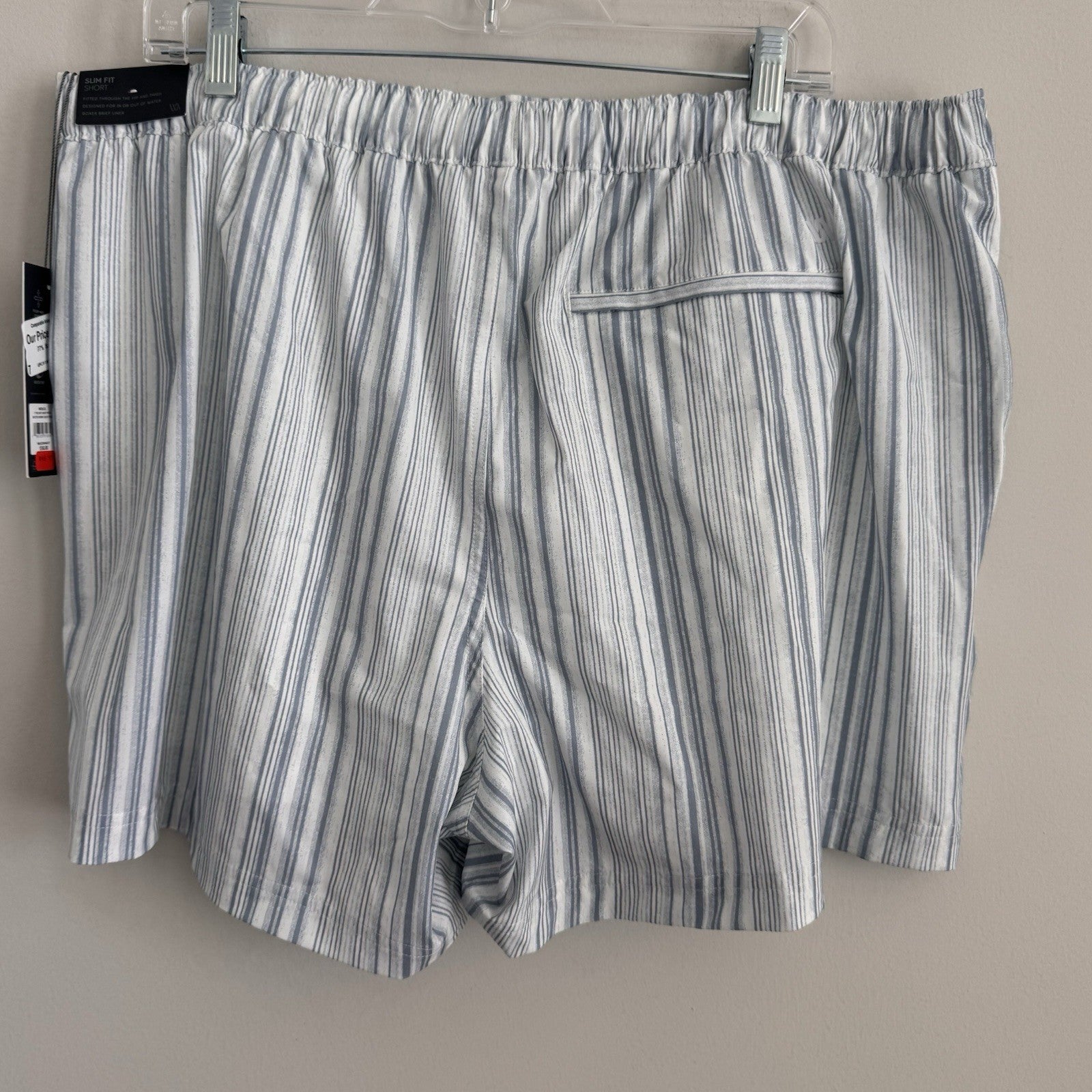 VRST Men's XL 5" Resort Short Muted Denim Calm Stripe NWT Slim Fit Lined Hybrid