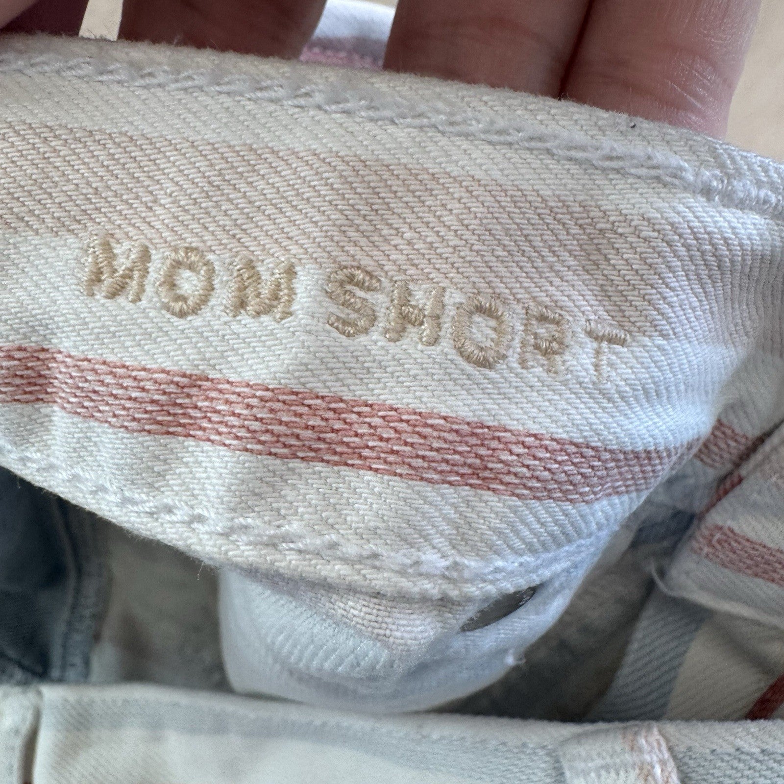 American Eagle Mom Shorts Women’s 4 Y2K Stripe Denim Frayed Raw Hem