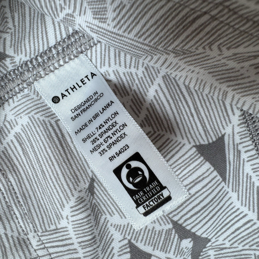 Athleta Gray White Leaf Print Leggings High Rise Womens Small Mesh Panel