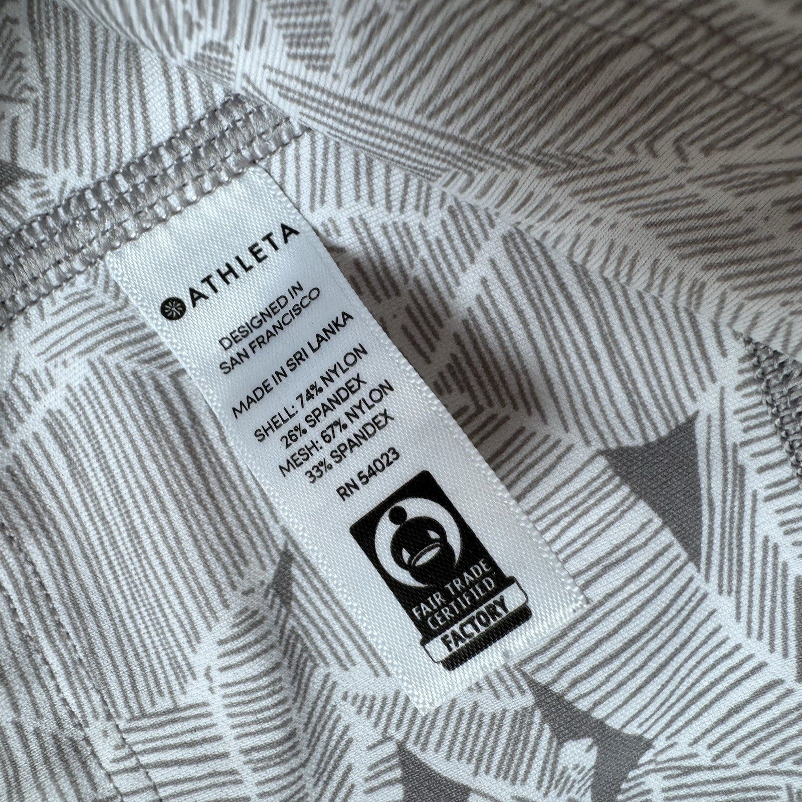 Athleta Gray White Leaf Print Leggings High Rise Womens Small Mesh Panel