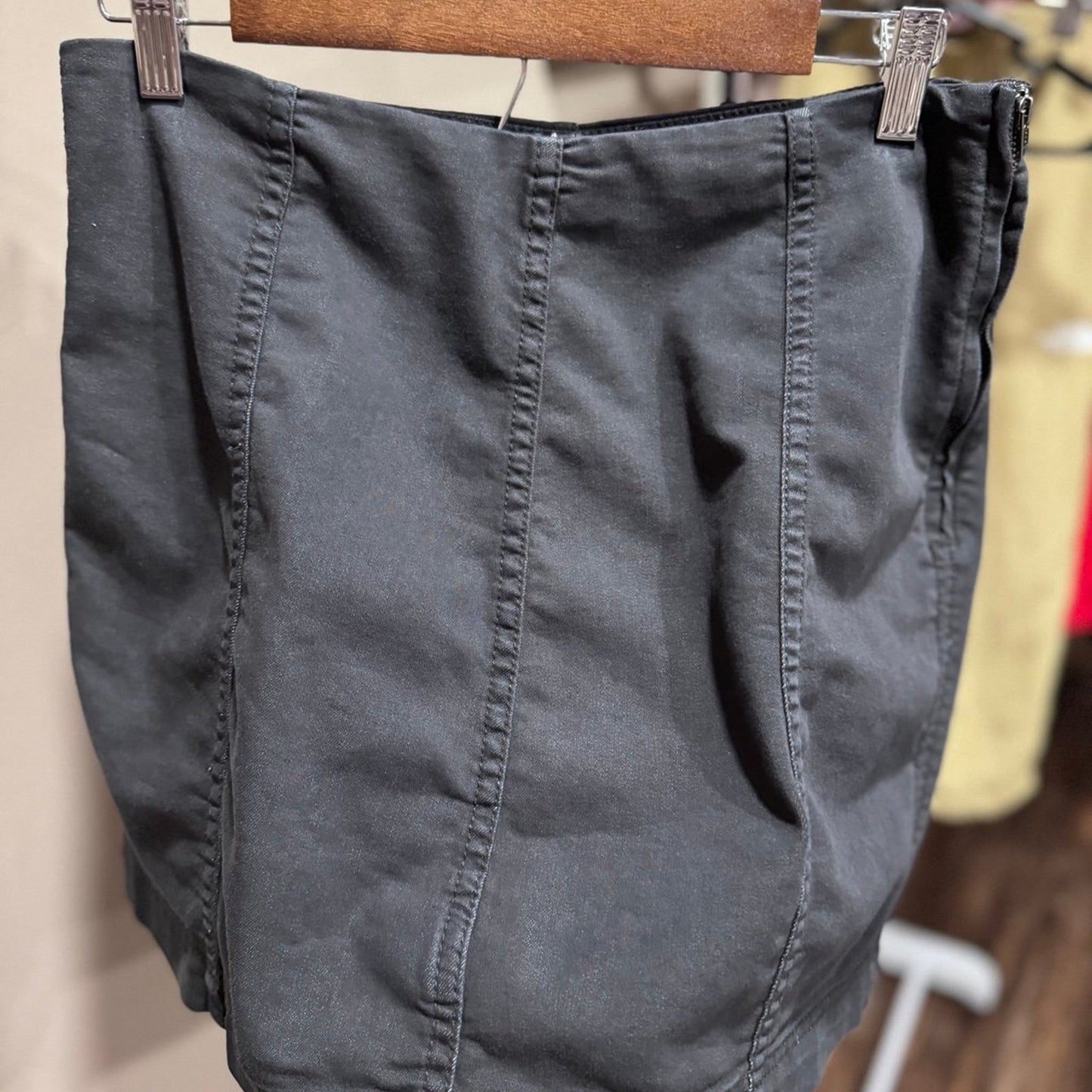 Free People Modern Femme denim black Mini Skirt Size 6