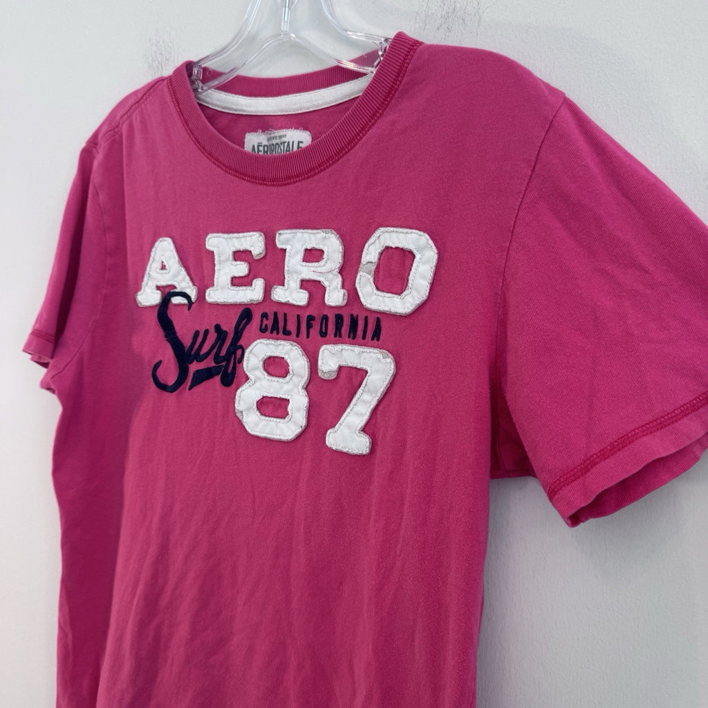Aeropostale Aero Surf 87 Graphic T Shirt Pink Men’s Medium Cotton Tee Y2K