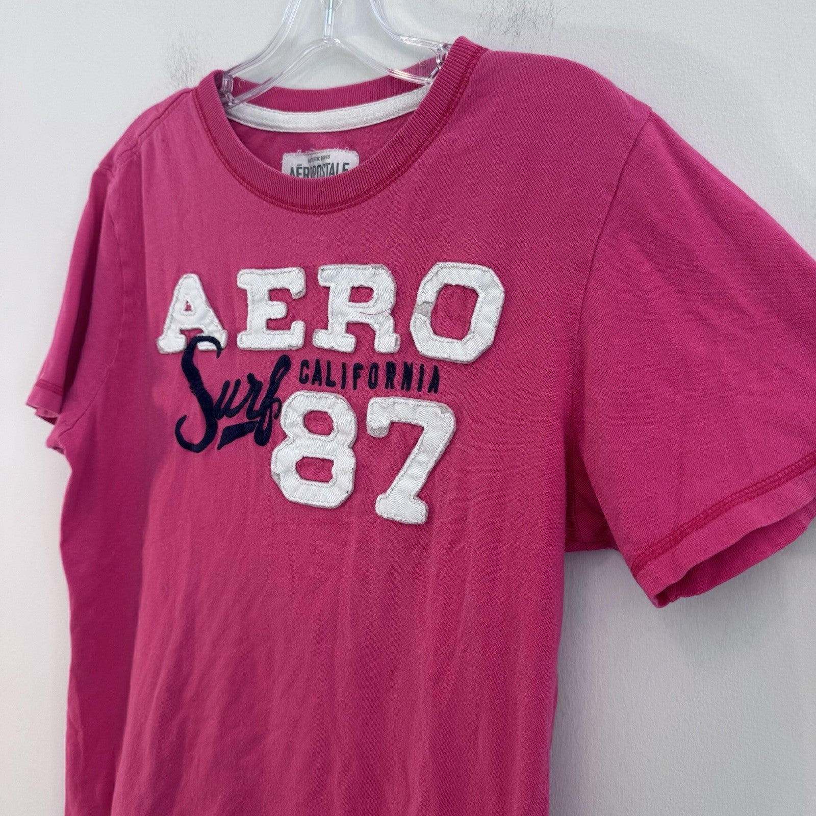 Aeropostale Aero Surf 87 Graphic T Shirt Pink Men’s Medium Cotton Tee Y2K