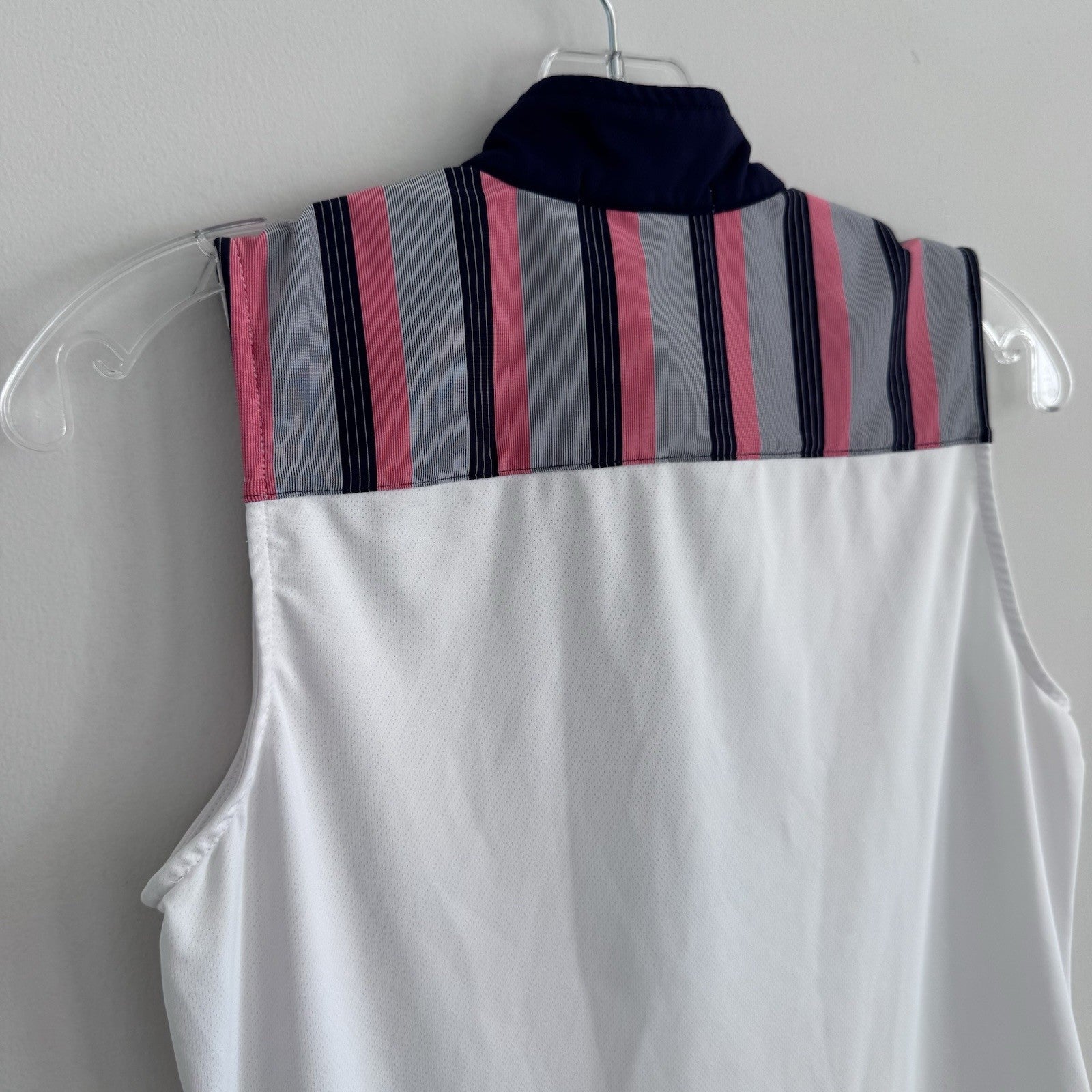 Fairway & Greene Sleeveless Golf Polo Top Women’s S White Striped Collar