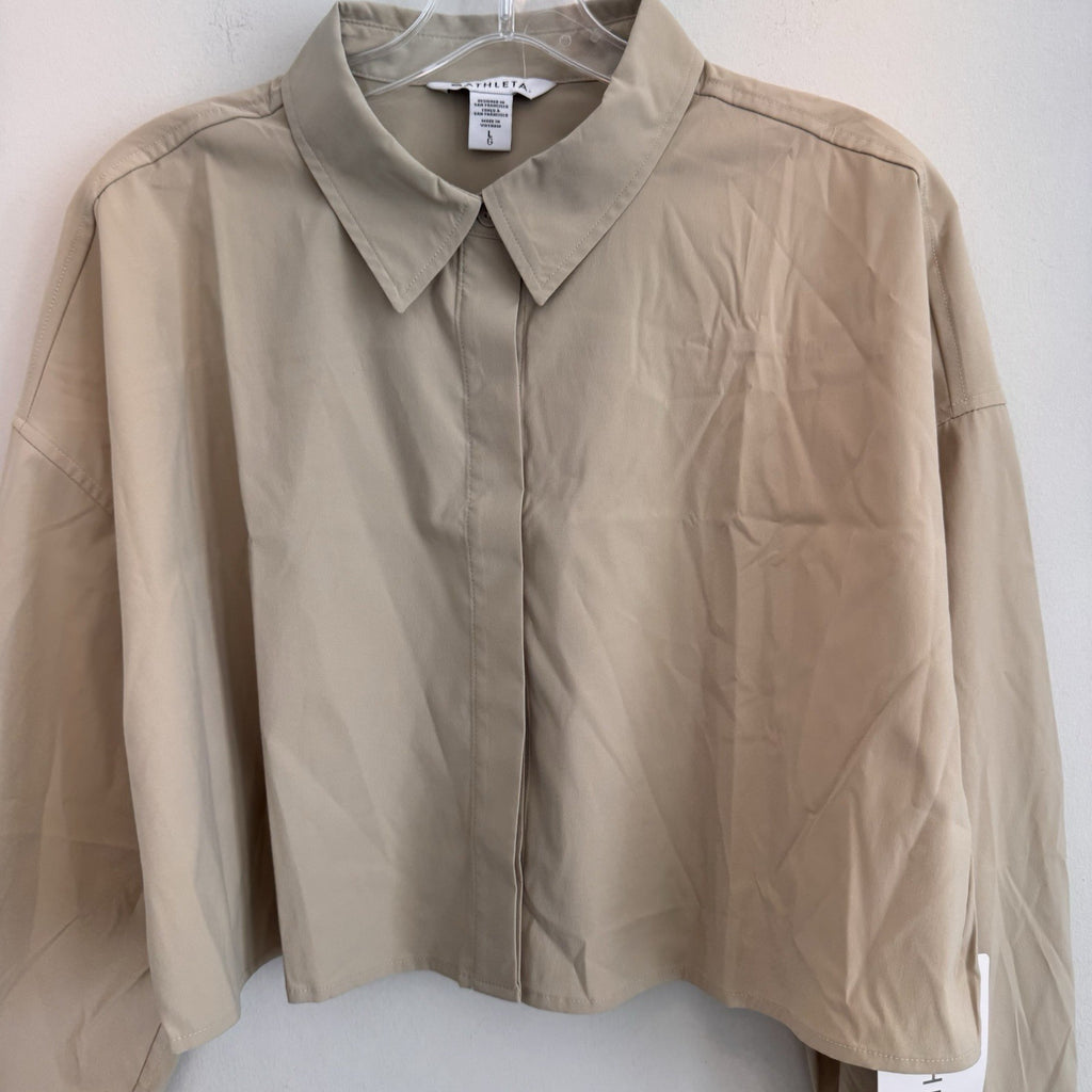 NWT Athleta Midday Ultra Cropped Button Down Shirt Size Large MSRP89