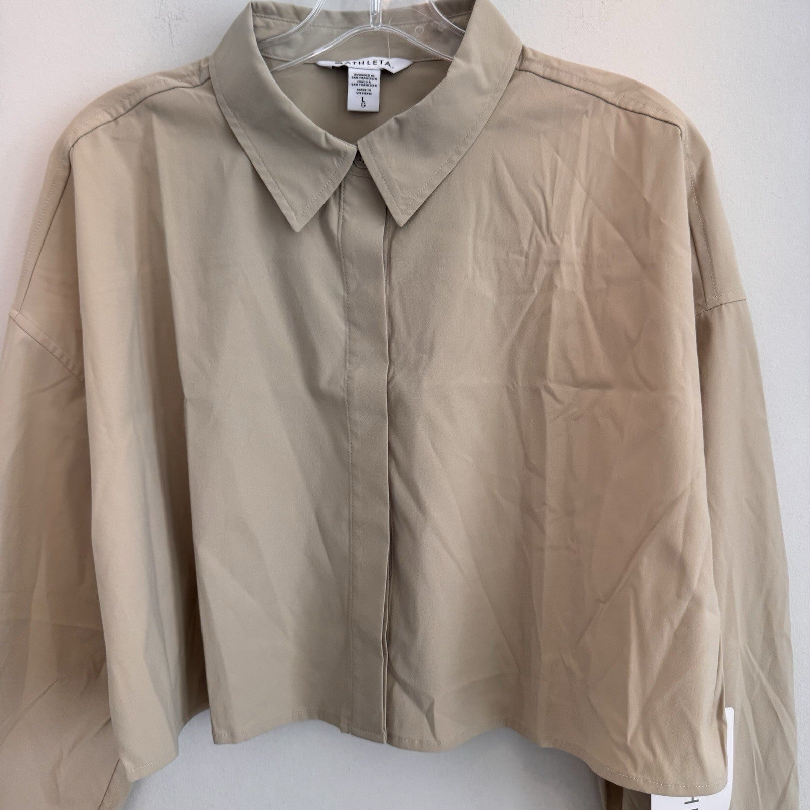 NWT Athleta Midday Ultra Cropped Button Down Shirt Size Large MSRP89