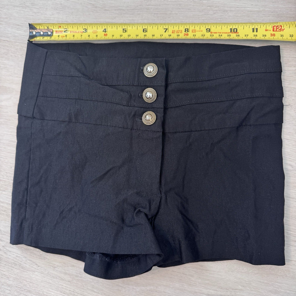 Body Central Black High Waist Sailor Shorts Gold Button Stretch Women’s S Y2K