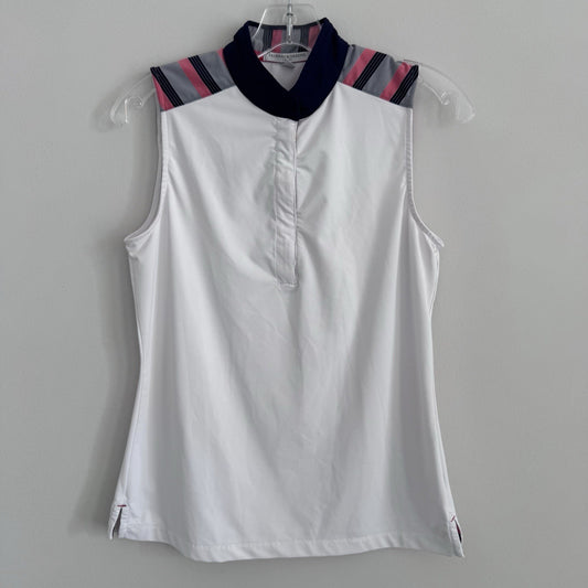 Fairway & Greene Sleeveless Golf Polo Top Women’s S White Striped Collar