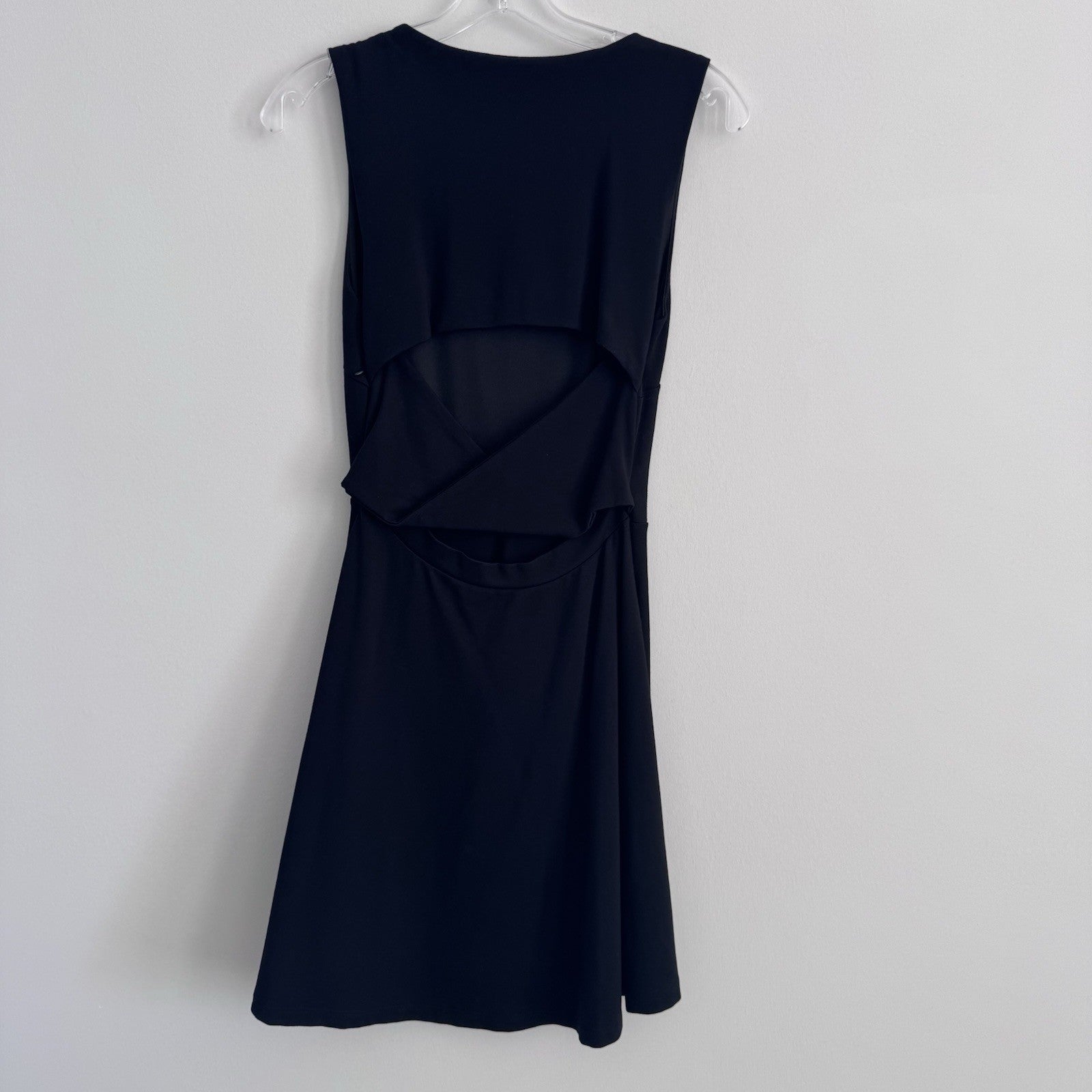 Just Me Black Open Back Dress Small Made USA Sleeveless Stretch