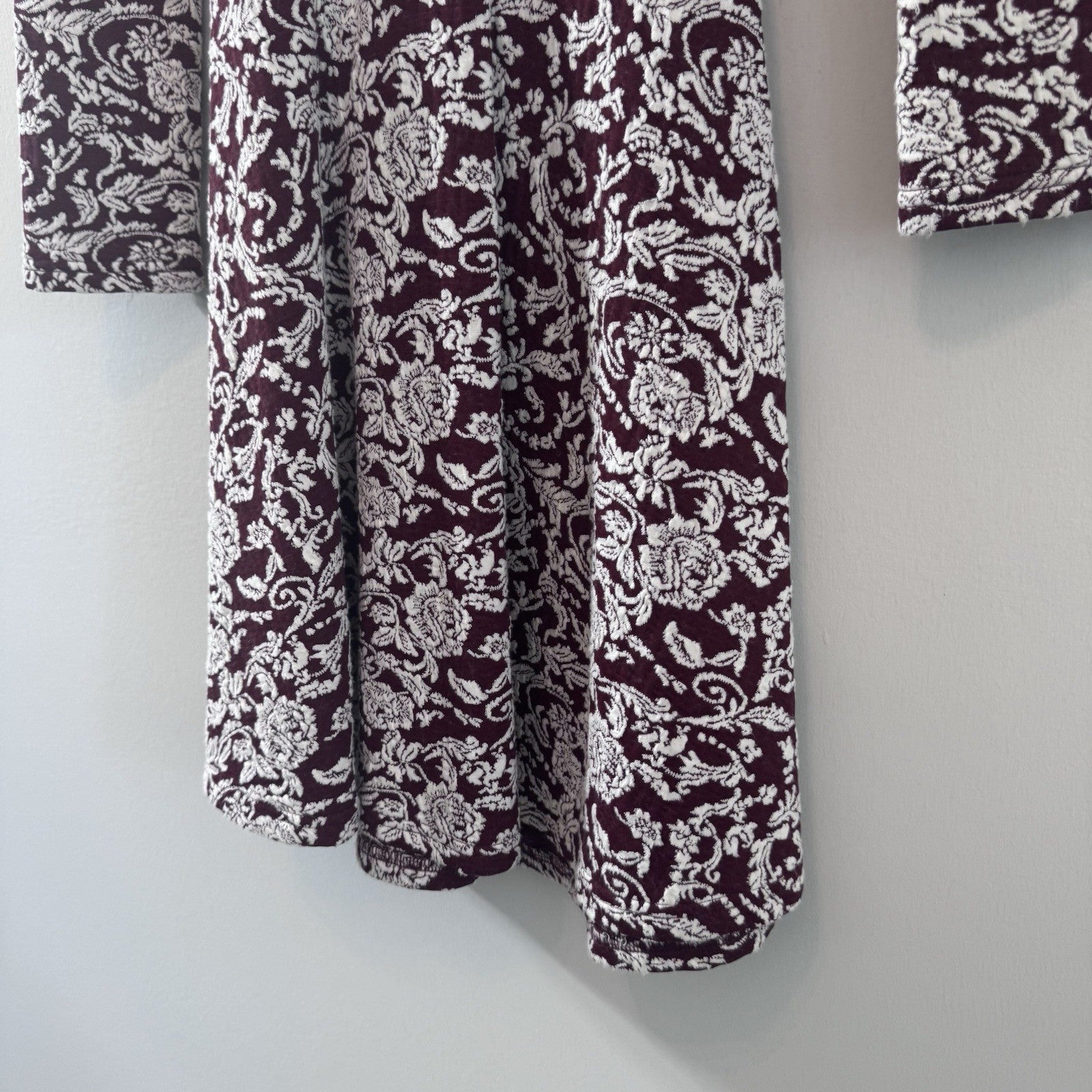 Altar’d State Burgundy Floral Cutout Back Dress Long Sleeve Small