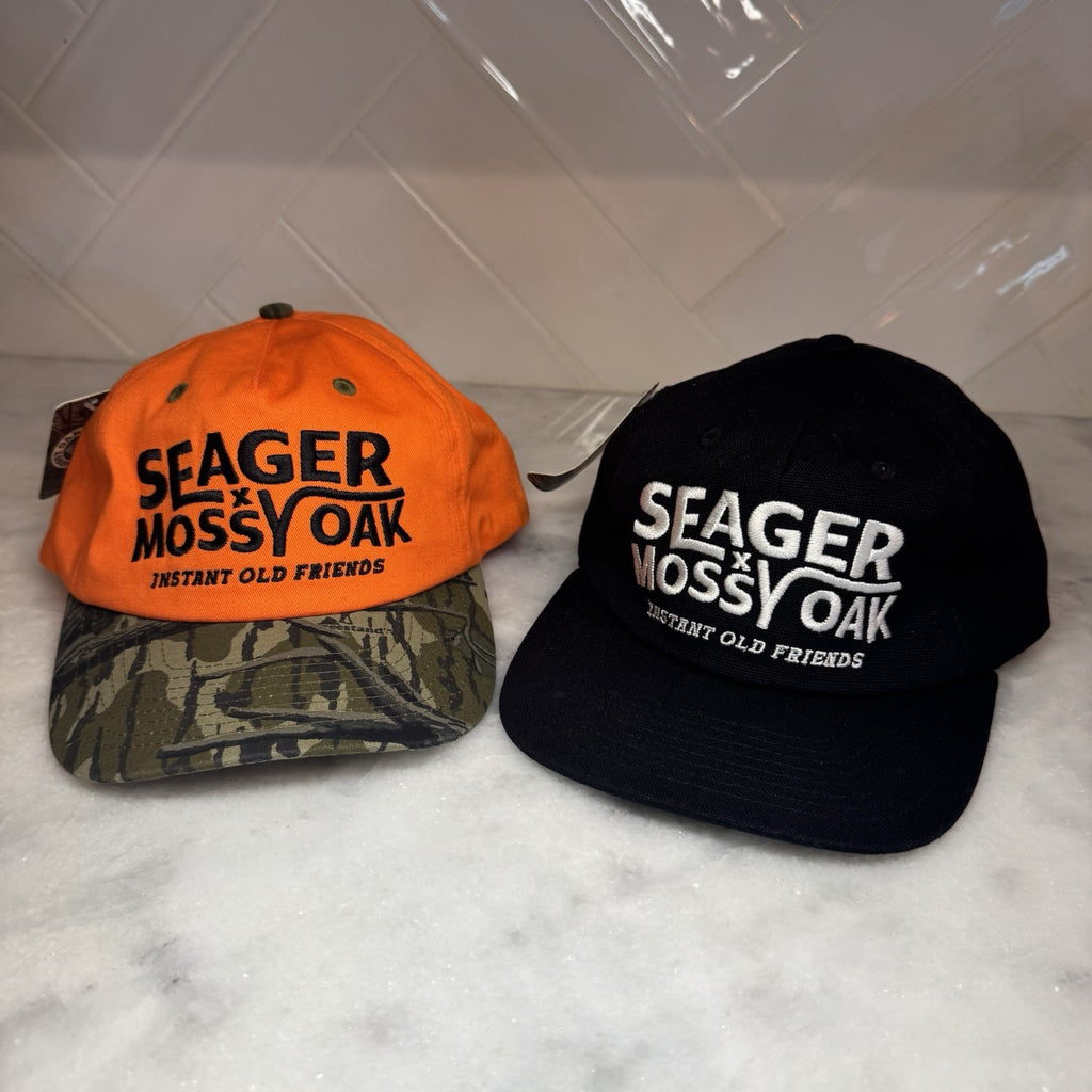 Seager X Mossy Oak Branded Snapback Orange Camo Cotton Embroidered Hat Cap