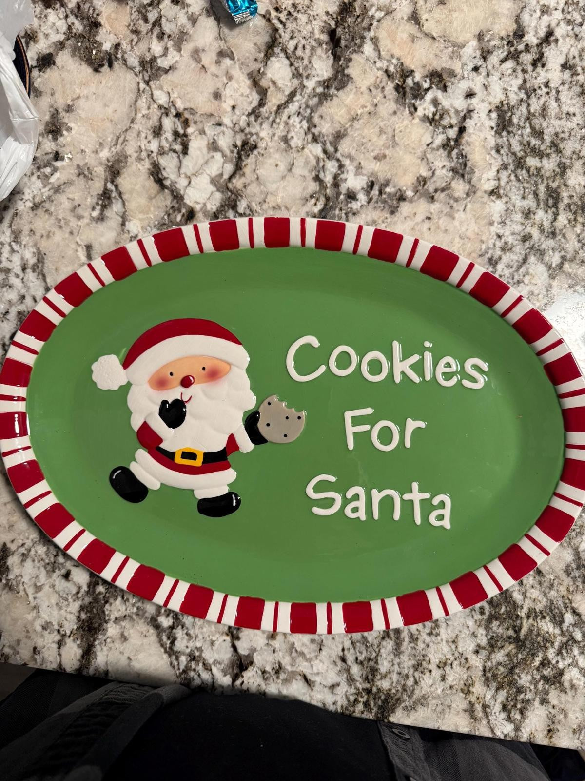 Vintage Santa Christmas Platter Milk & Cookies
