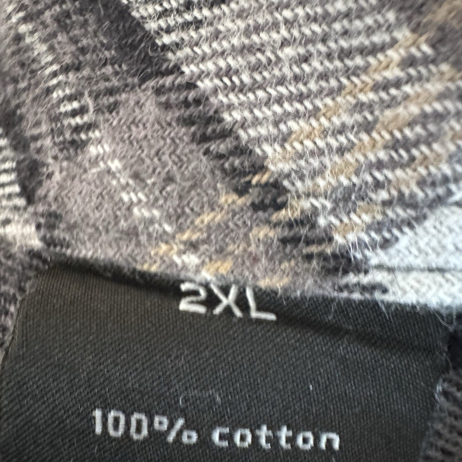 Sean John Men’s Plaid Flannel Shirt 2XL Tailored Fit Long Sleeve Cotton Gray