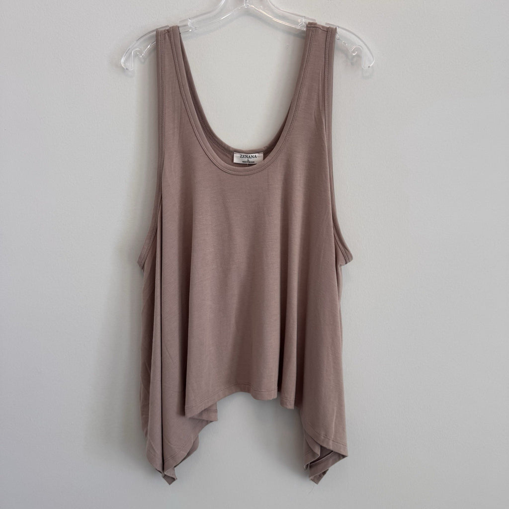 Zenana Flowy Tank Top L Mauve Pink Asymmetrical Boho Tunic Boutique NWT Women’s