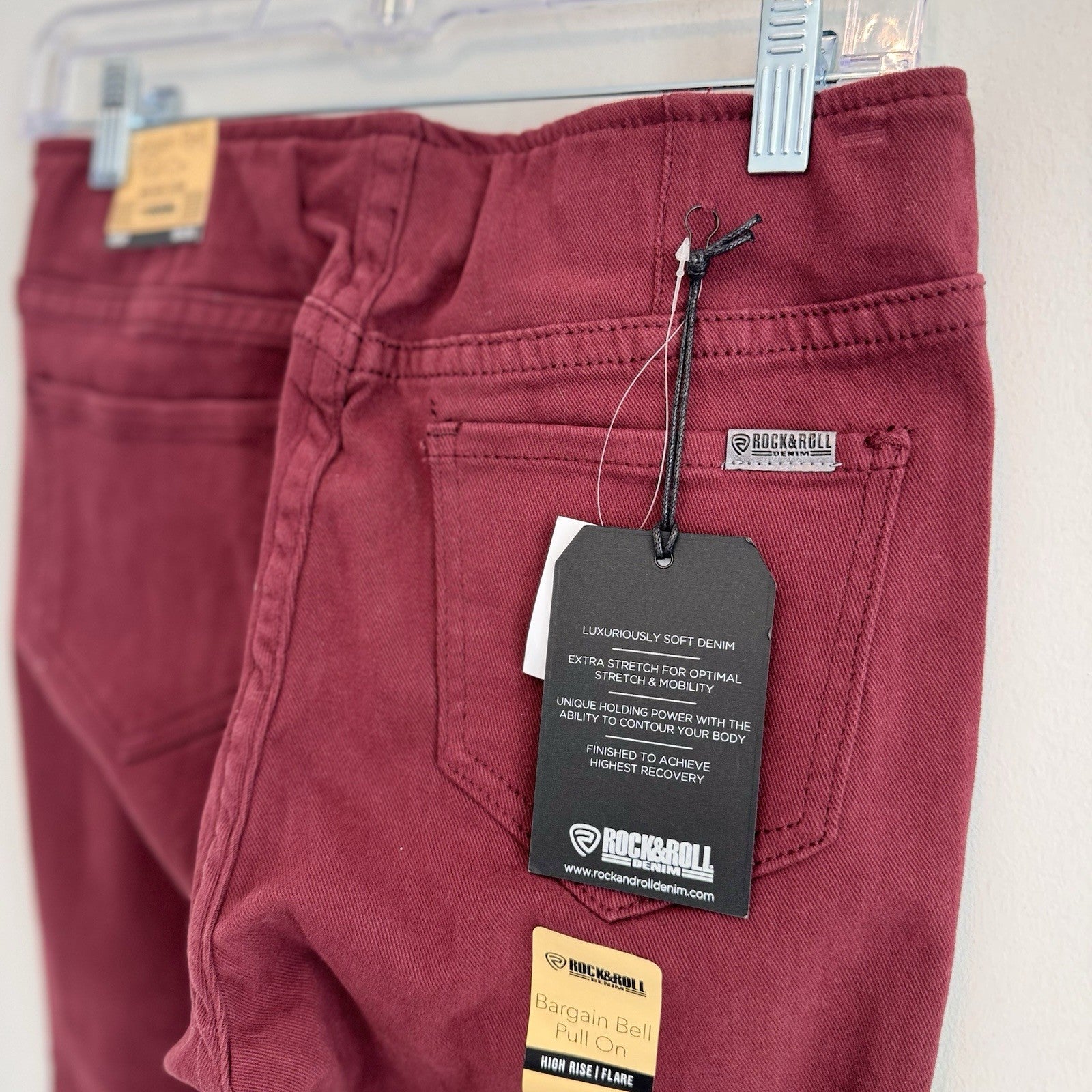 Rock & Roll Denim Bargain Bell Jeans 27x36 Plum High Rise Flare Pull On Stretch