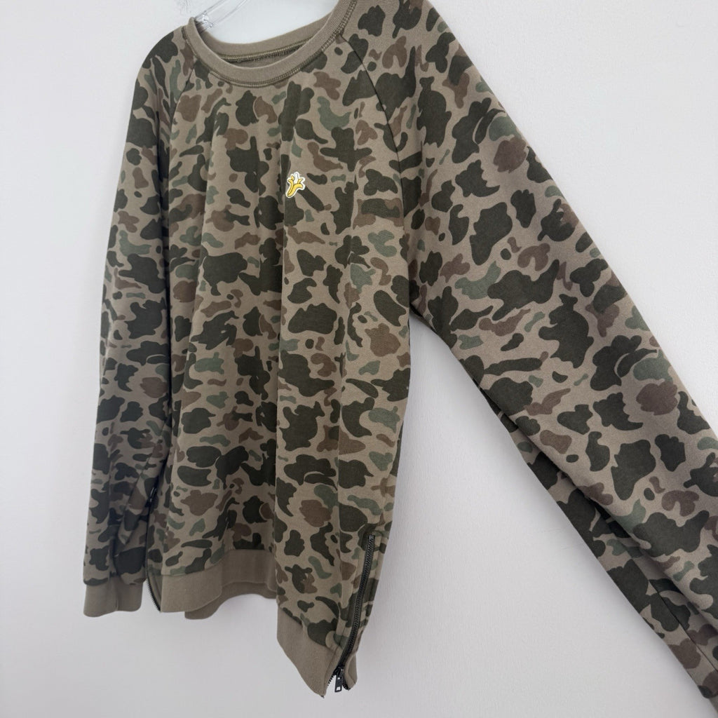 American Eagle Camo Sweatshirt XL Side Zip Crewneck Pullover Y2K Rare