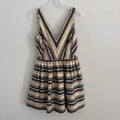 J.CREW Gold Navy Striped Cotton Sleeveless Fit & Flare Knee Dress Size 6 Women’s