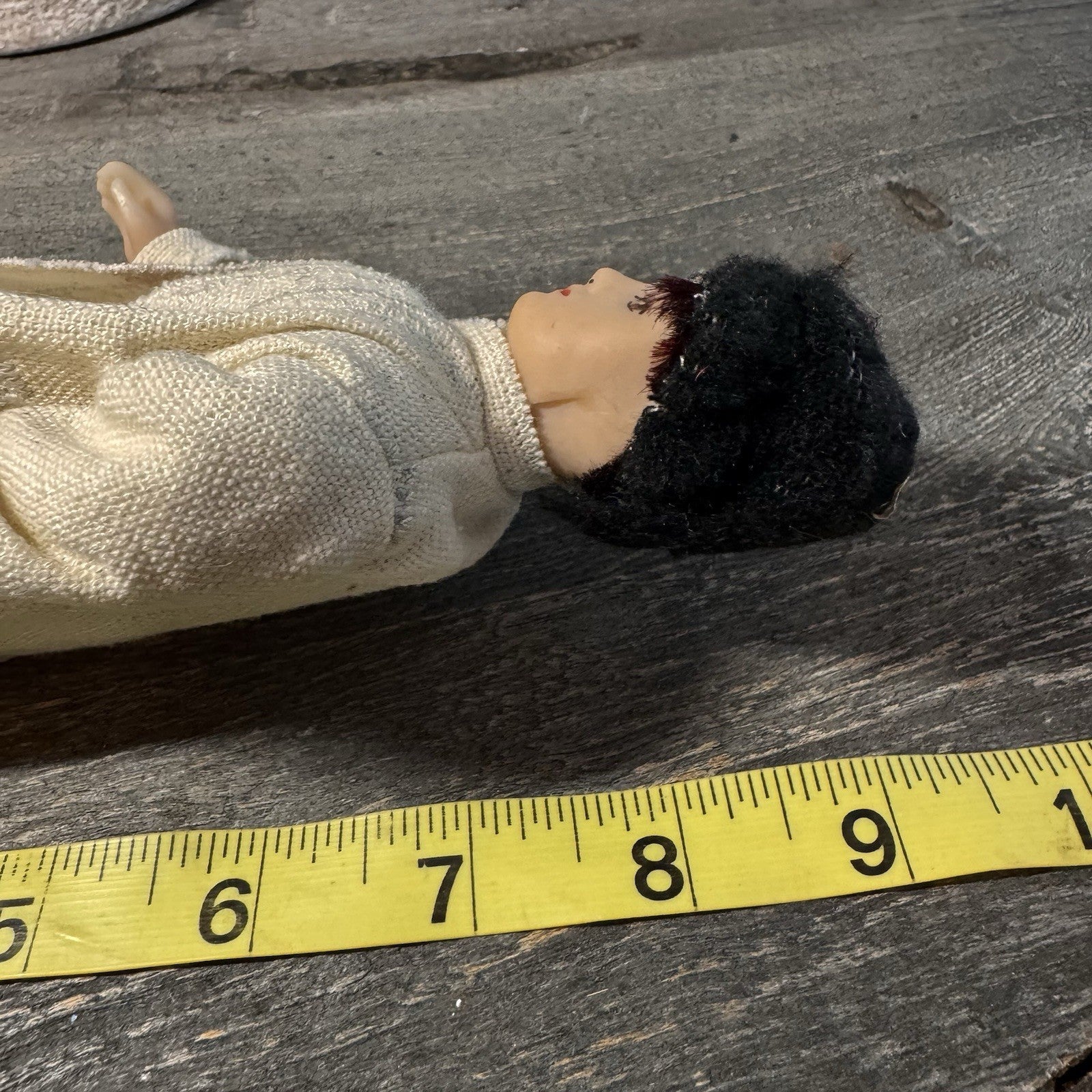 Vintage European Folk Art Male Doll 9" Hand Painted Souvenir Wooden Base Tunic