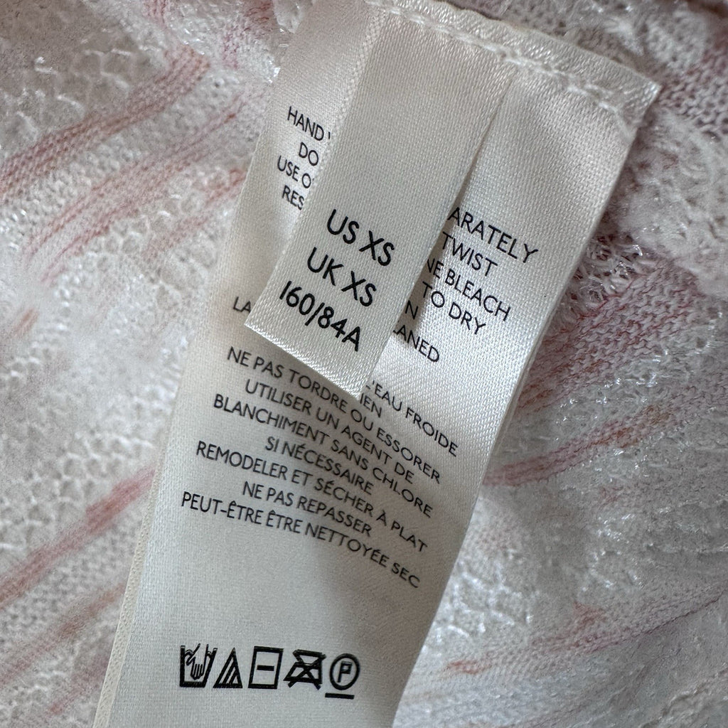 Free People XS Pink Ivory Open Front Tie Cardigan Knit Boho Sweater