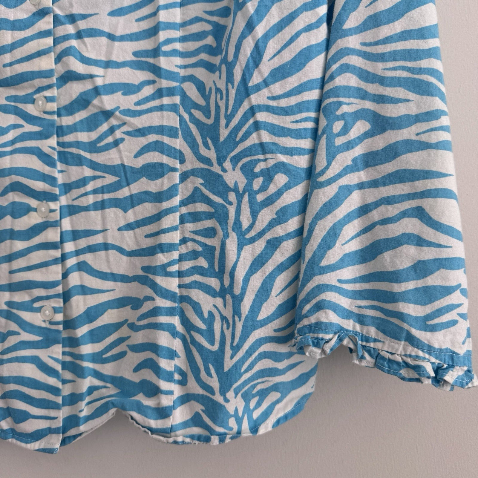Pine Cone Hill Small Blue Zebra Print Cotton Blouse India