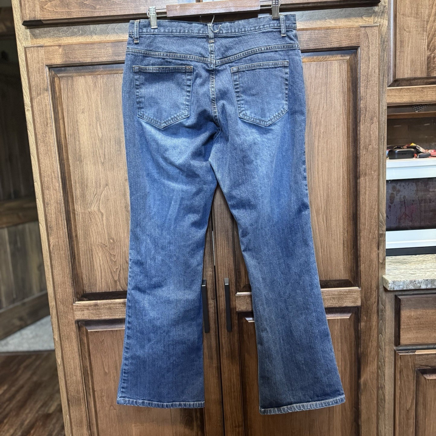 Vintage GAP Low Rise Flare Jeans 12R Blue Y2K Stretch Denim Made in Madagascar