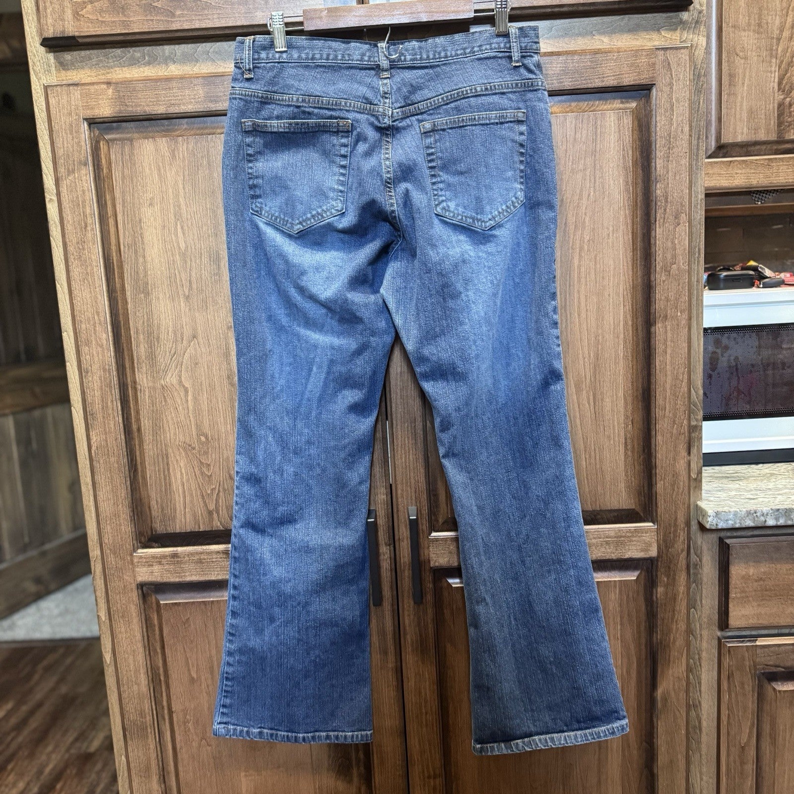 Vintage GAP Low Rise Flare Jeans 12R Blue Y2K Stretch Denim Made in Madagascar