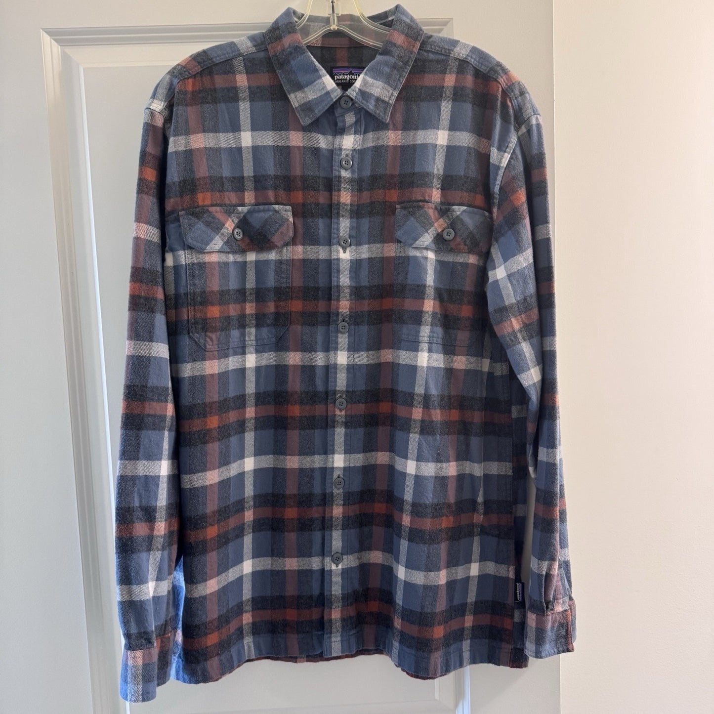 Patagonia Organic Cotton Flannel Shirt Men’s Large Plaid Long Sleeve Blue Red