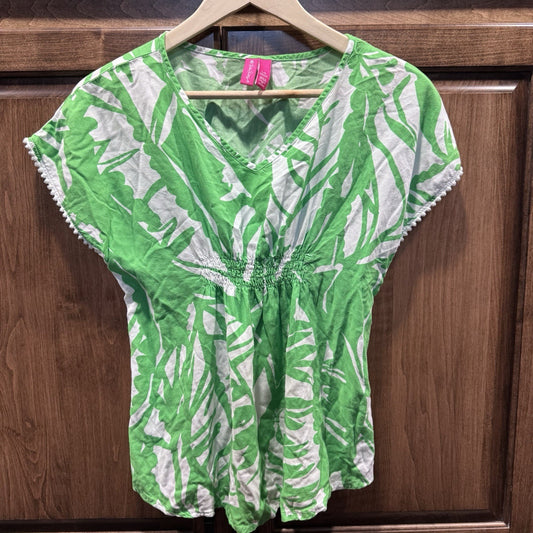 Lilly Pulitzer for Target Girls Green White Palm Print Tunic Top Size L (10/12)