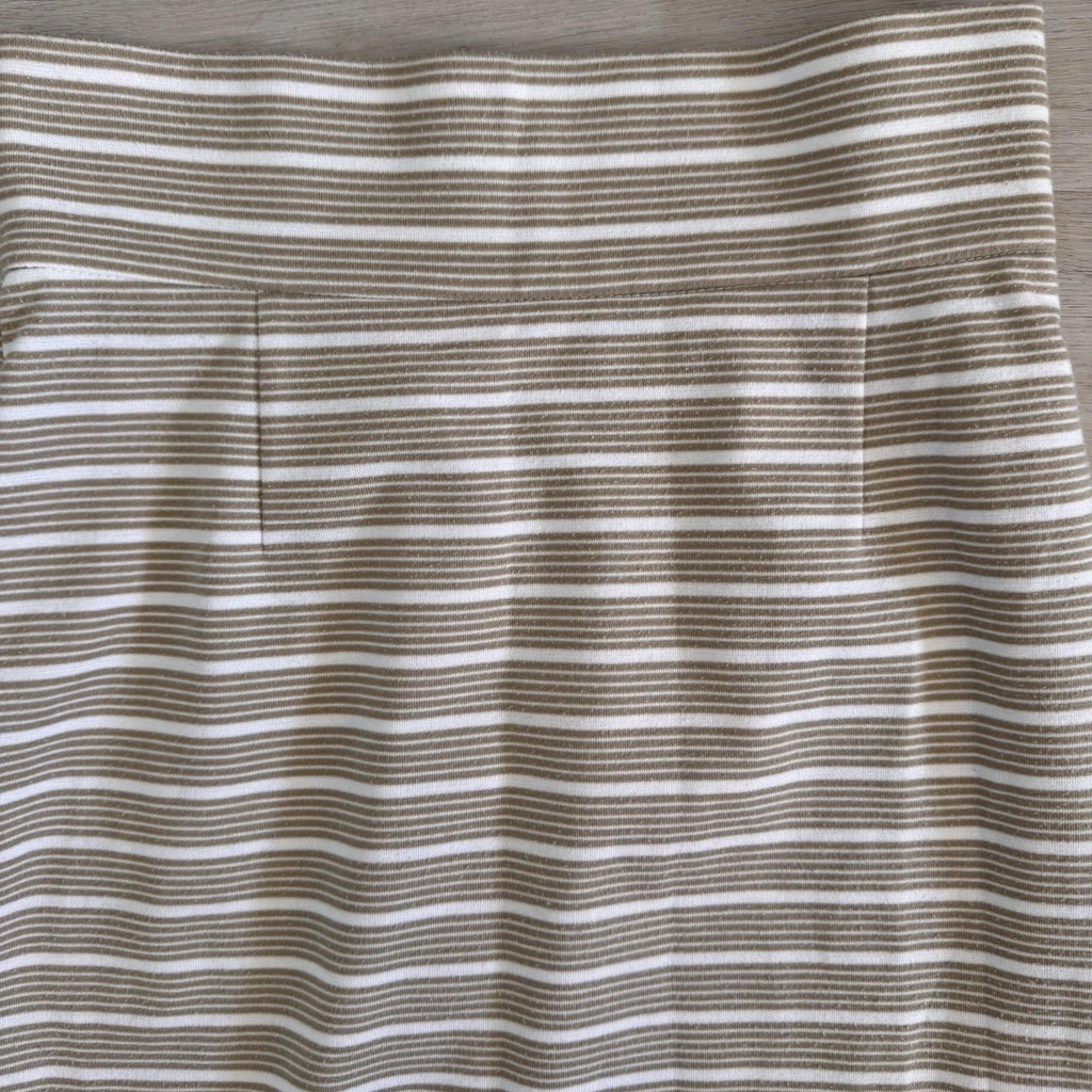 Antonio Melani Striped Midi Skirt Tan Cream Knit Stretch Size 2