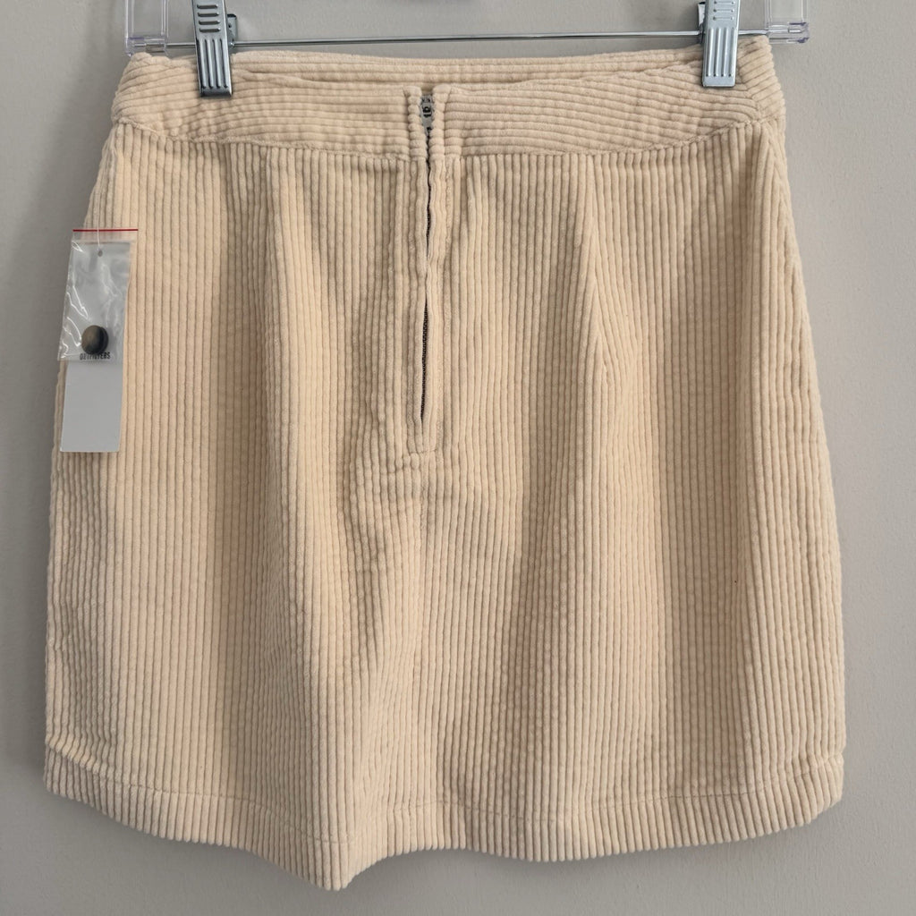 Urban Outfitters Corduroy Mini Skirt Cream Button Pocket Y2K Size S NWT 