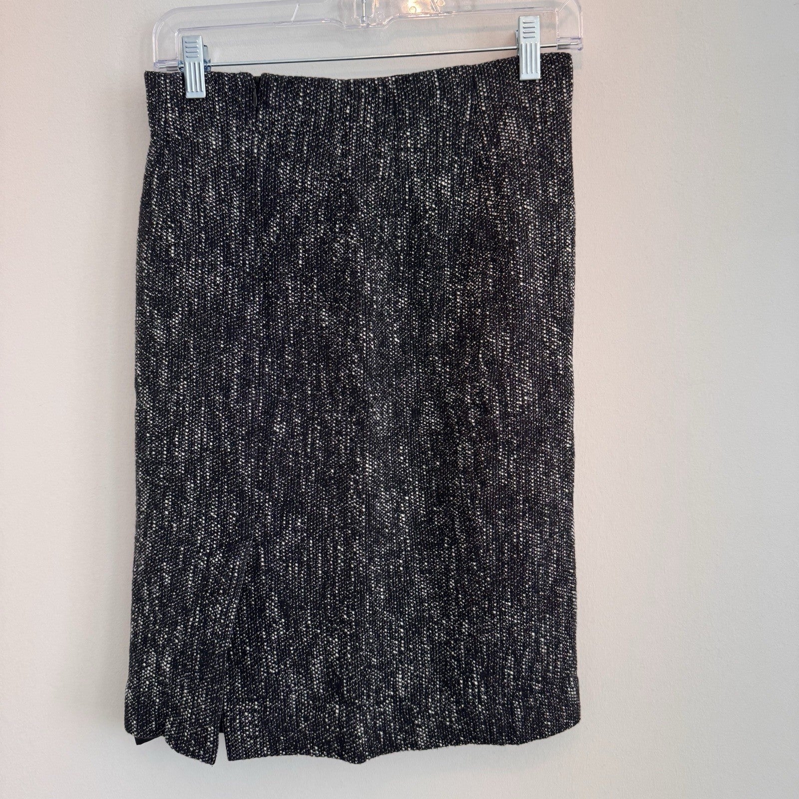 Talbots Petites Tweed Skirt Suit Set 2P 4P Black White Textured Bow Jacket