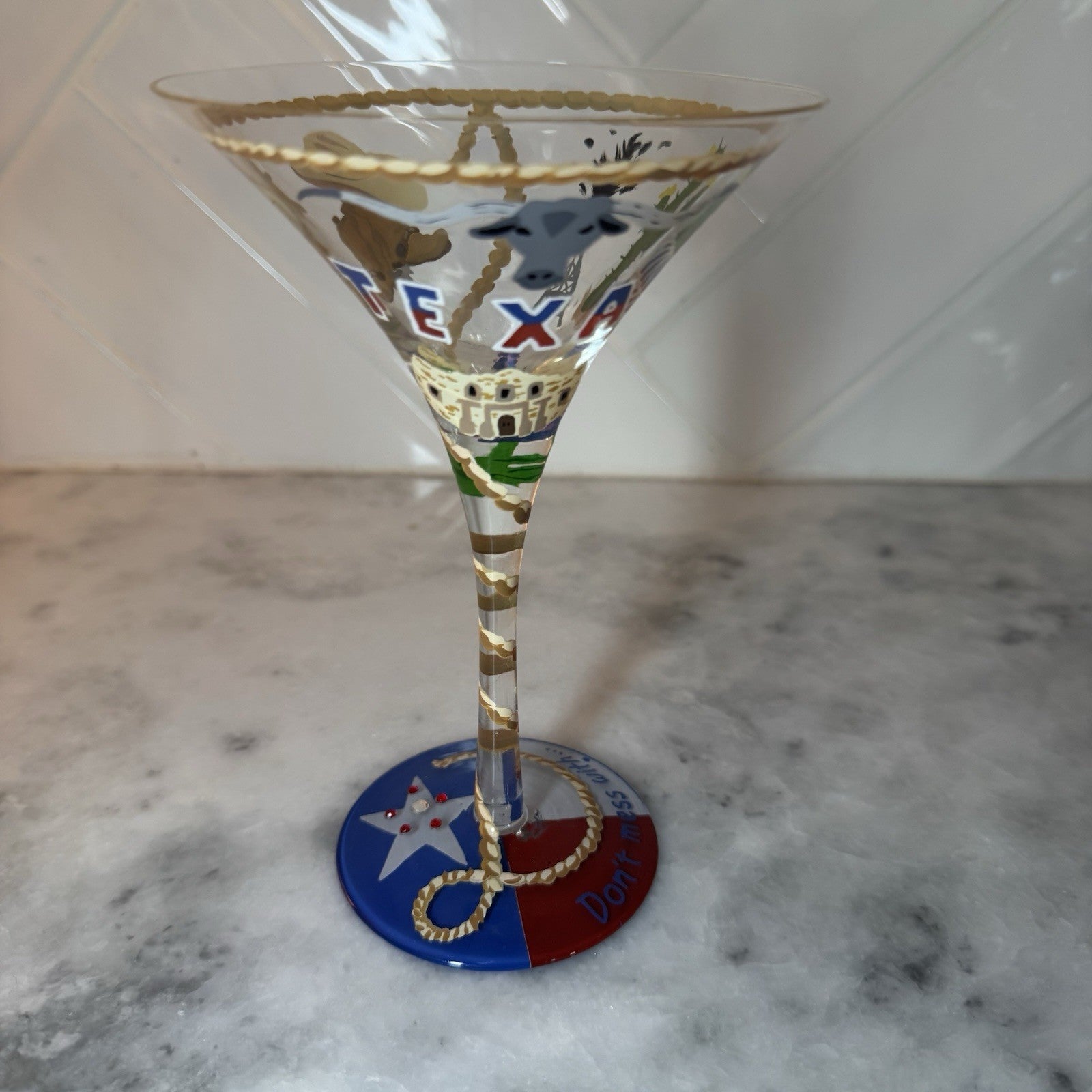 Lolita Texas-tini Hand Painted Recipe On The Bottom Martini Glass Retired