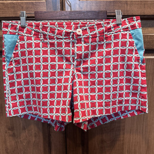 Haley & the Hound Red Geometric Print Shorts Women’s Size 6 USA Made Preppy