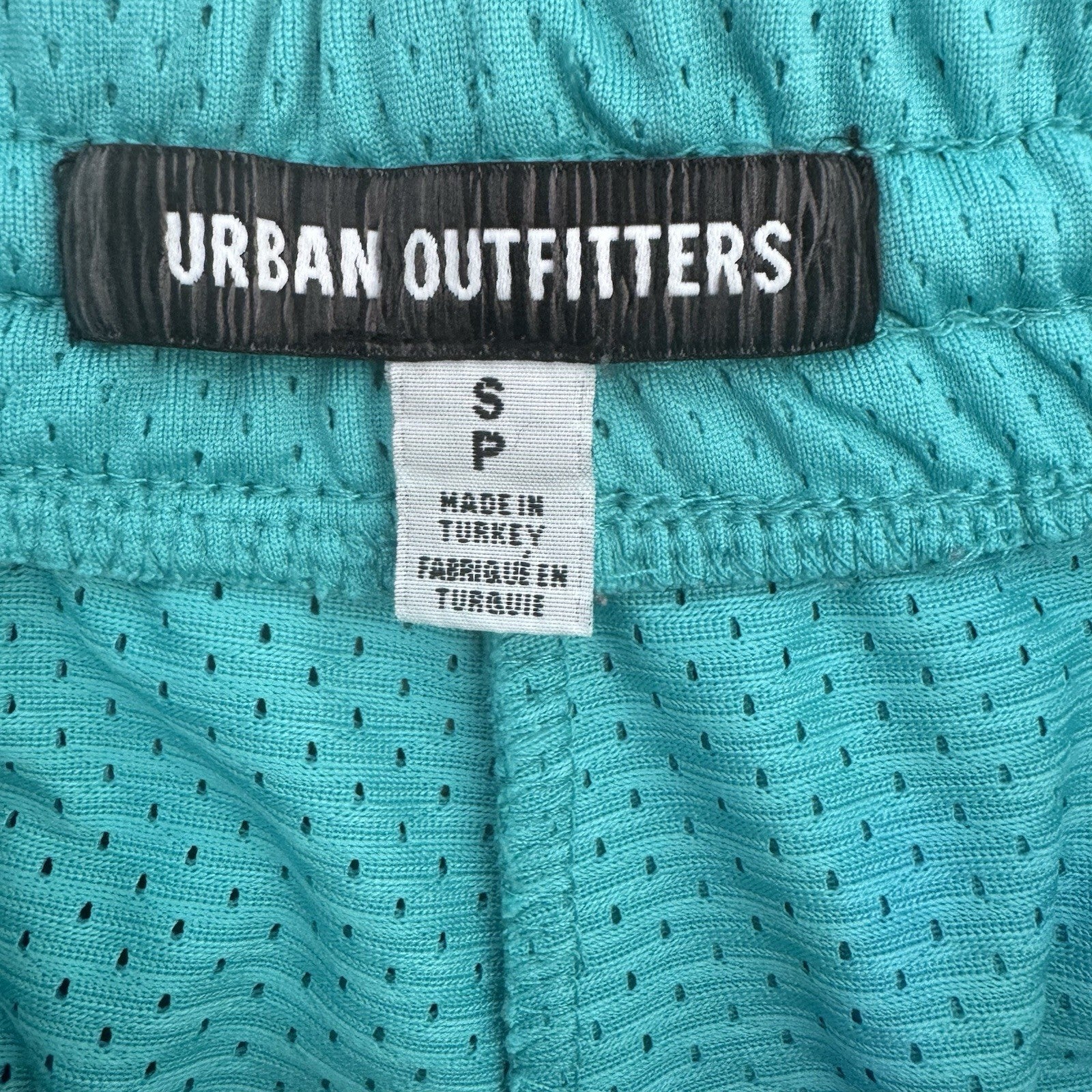 Urban Outfitters Mesh Shorts Small Teal Drawstring Stripe Retro Athletic