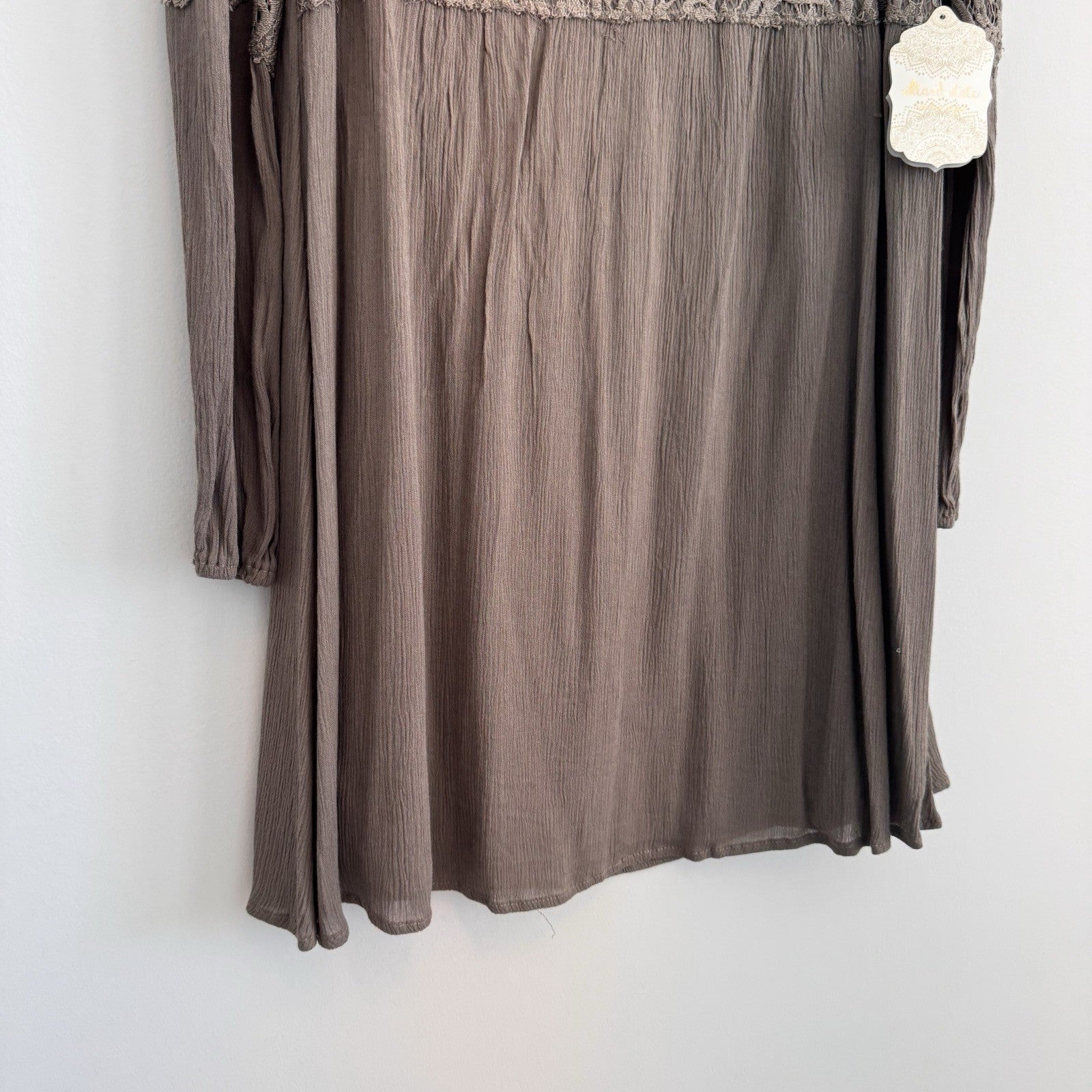 Altar'd State Women's Small Olive Green Lace Long Sleeve Boho Mini Dress NWT